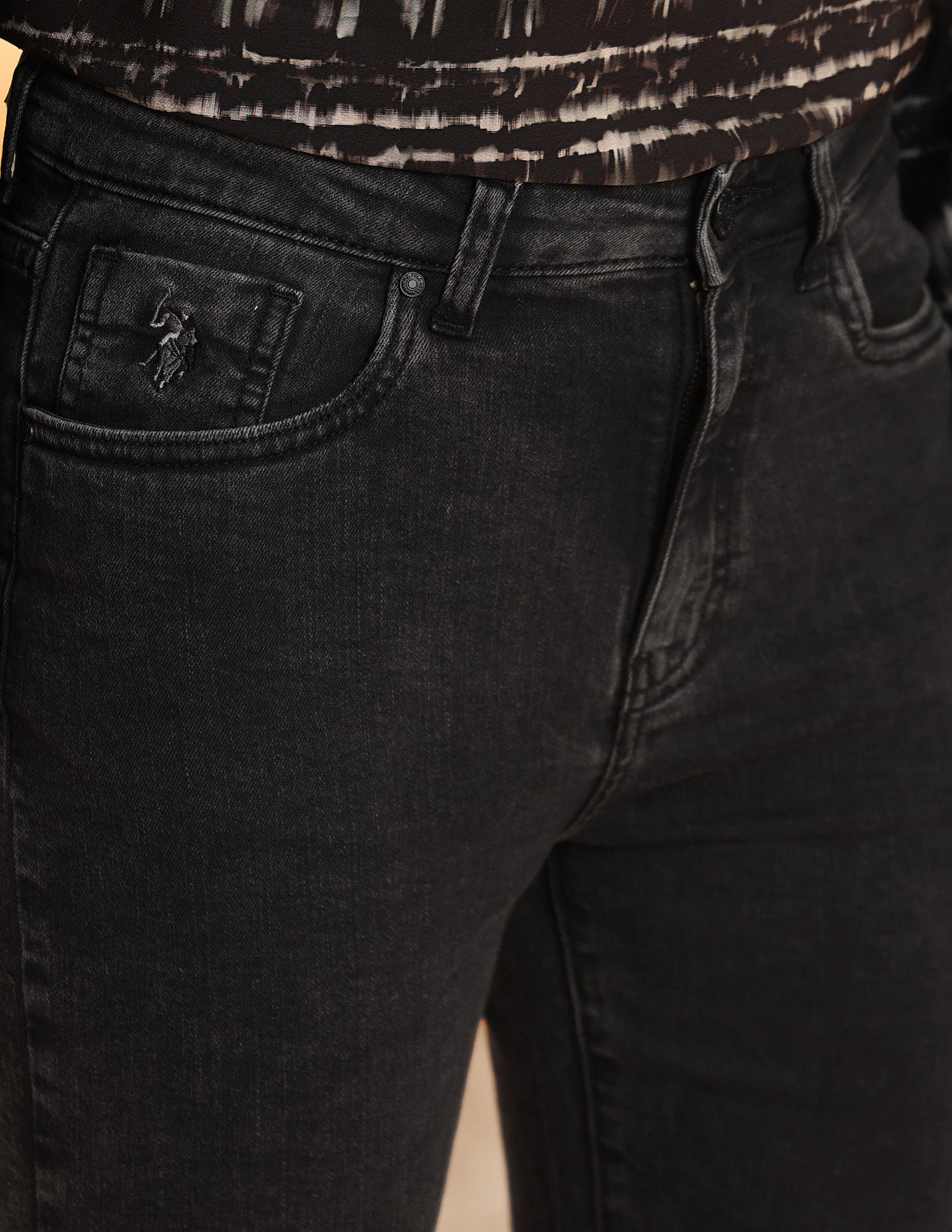 High Rise Straight Fit Jeans Dark Grey - U.S. POLO ASSN. | Large