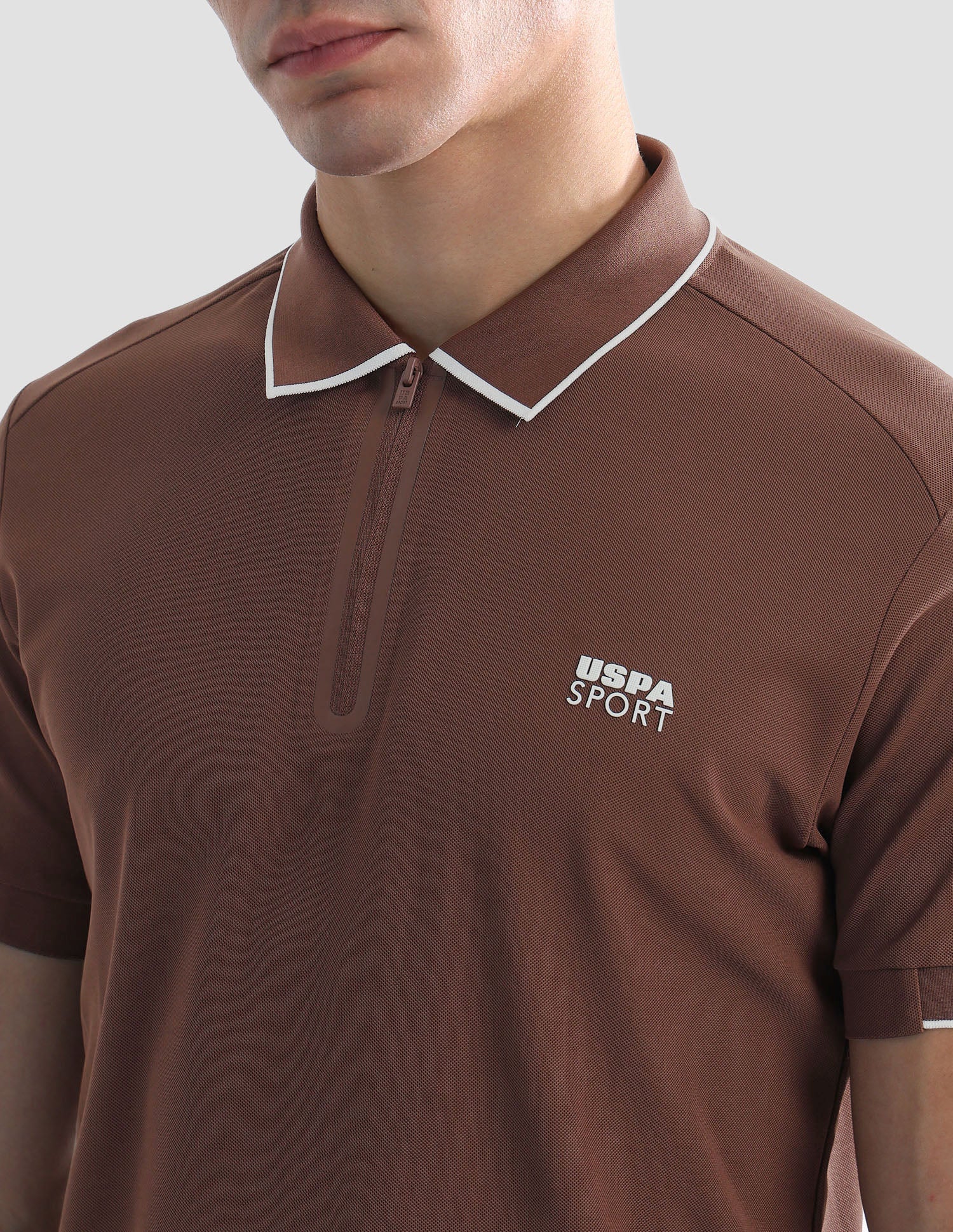 Solid Slim Fit Active Polo Shirt Brown - U.S. POLO ASSN. | Large