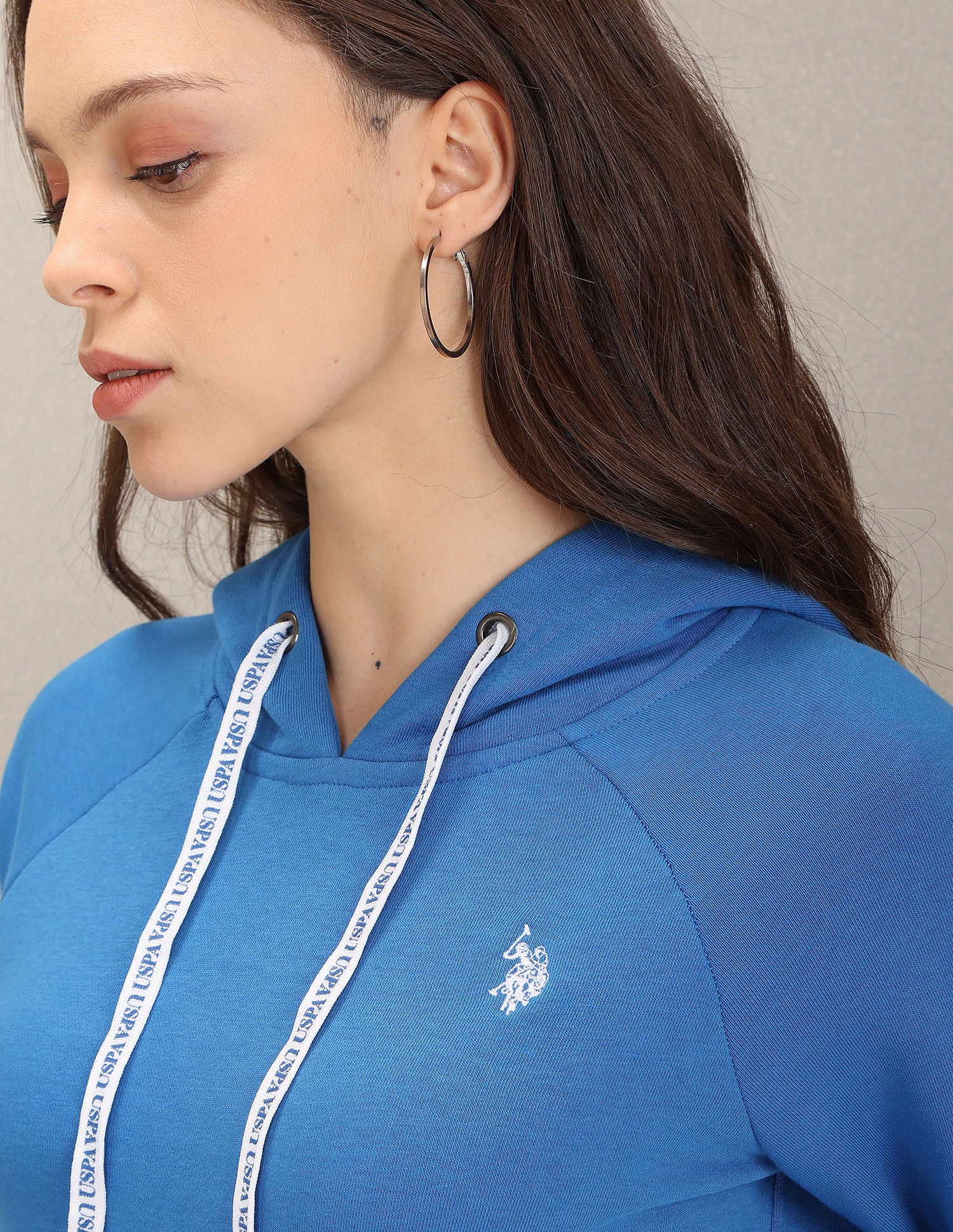 Solid Hooded Sweatshirt Blue - U.S. POLO ASSN. | Large