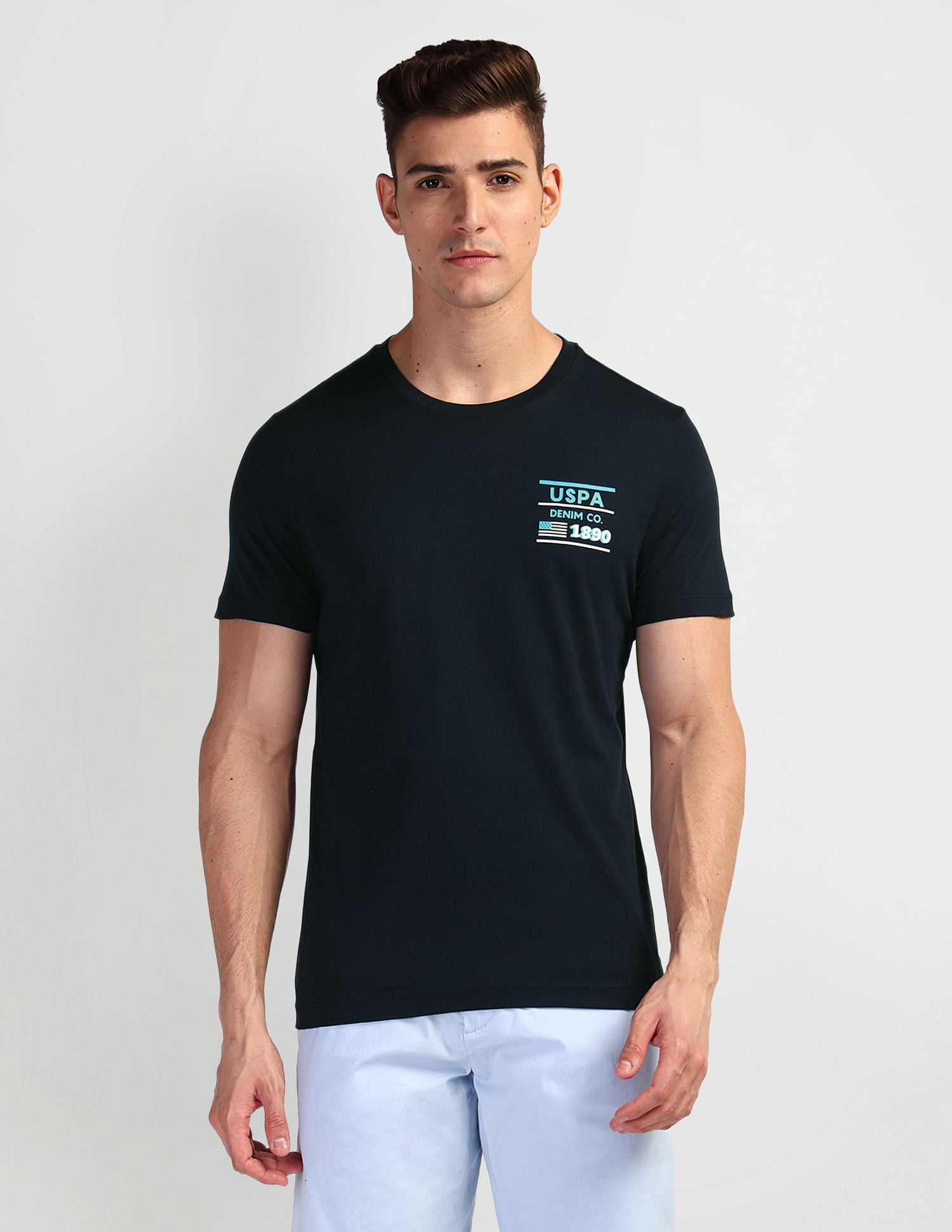 Brand Print Muscle Fit T-Shirt Navy - U.S. POLO ASSN. | Large