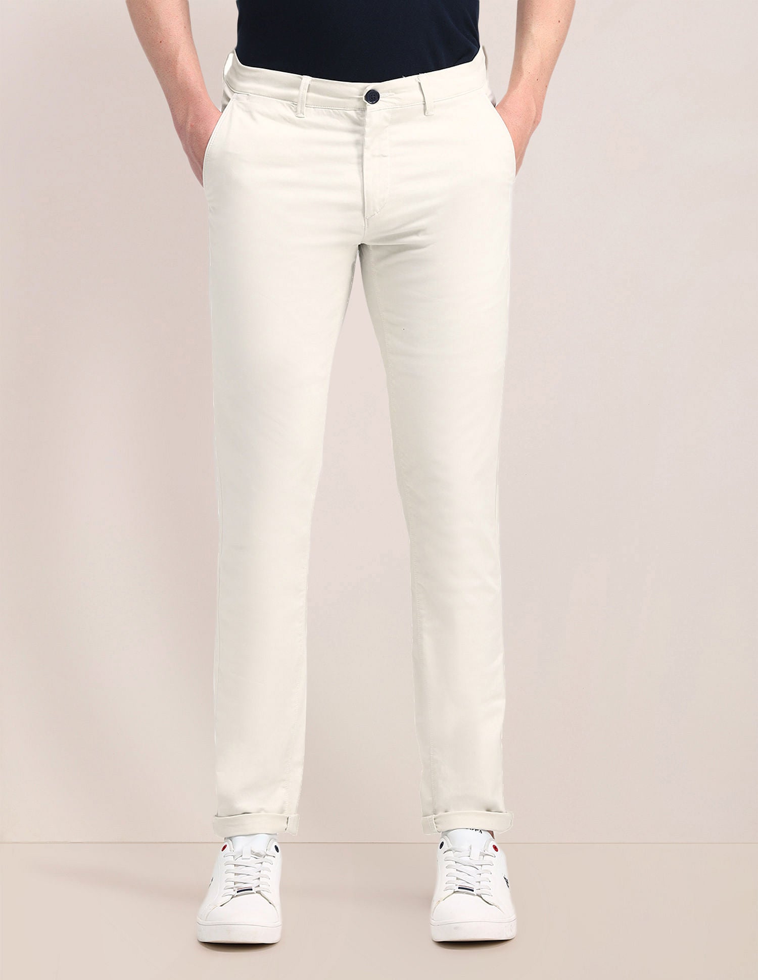 Mid Rise Regular Fit Trousers Ecru - U.S. POLO ASSN. | Large