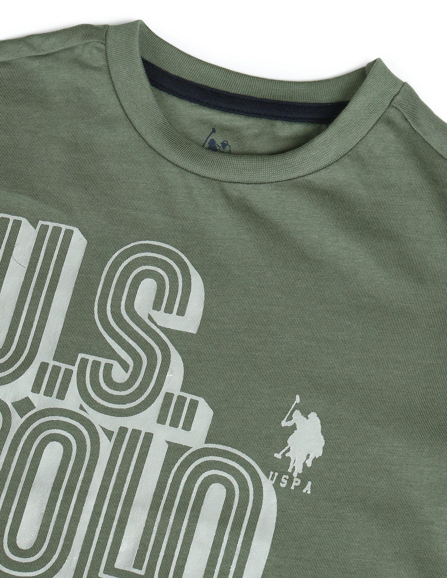Boys Brand Printed Regular Fit T-Shirt Light Olive - U.S. POLO ASSN. | Large
