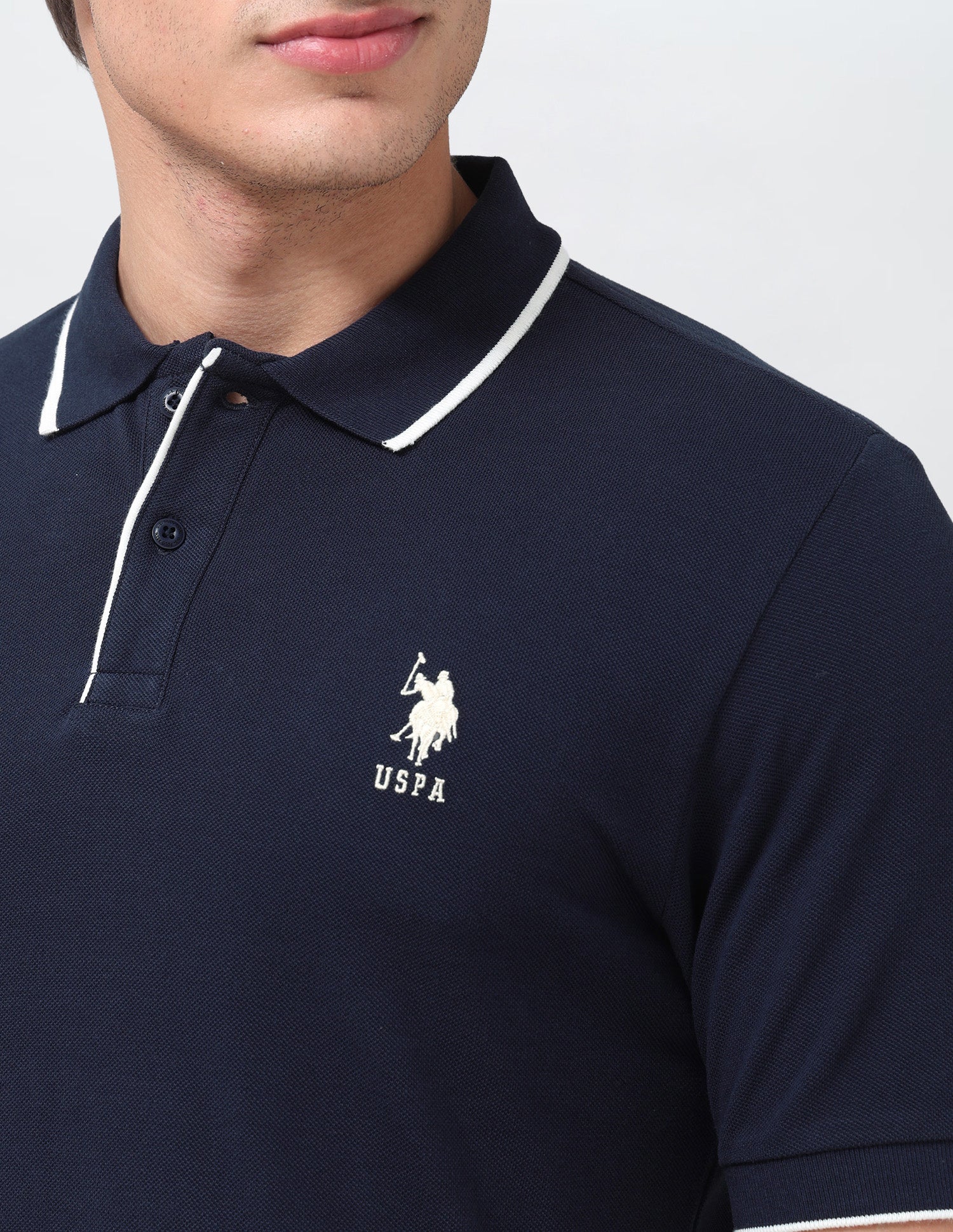 Solid Regular Fit Polo Shirt Navy - U.S. Polo Assn. India | Large