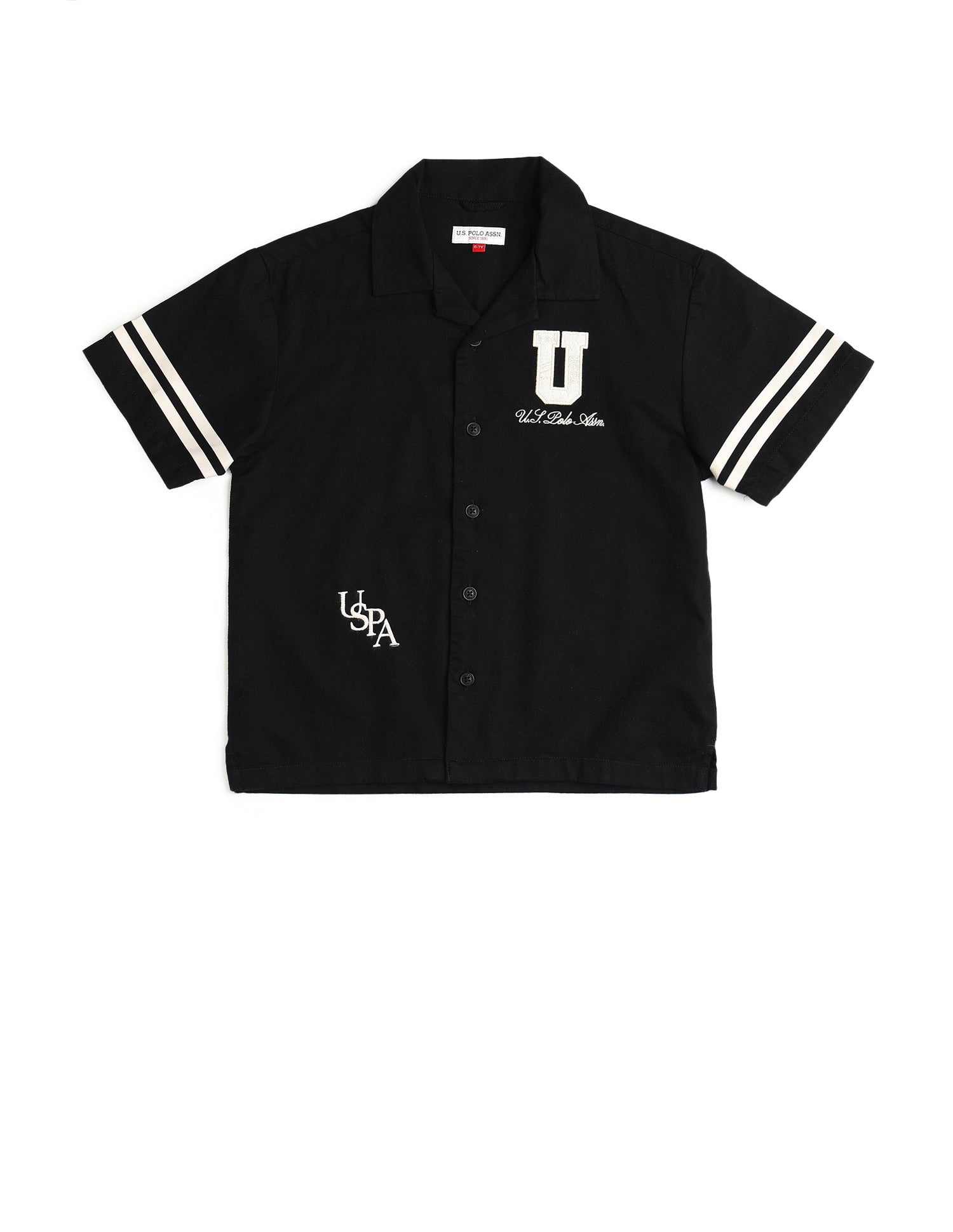 Boys Pure Cotton Cuban Shirt Black - U.S. POLO ASSN. | Large