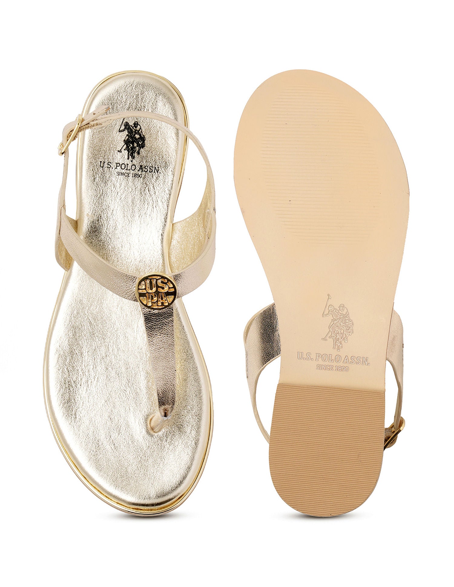 Women Tess Solid Flats Gold - U.S. POLO ASSN. | Large