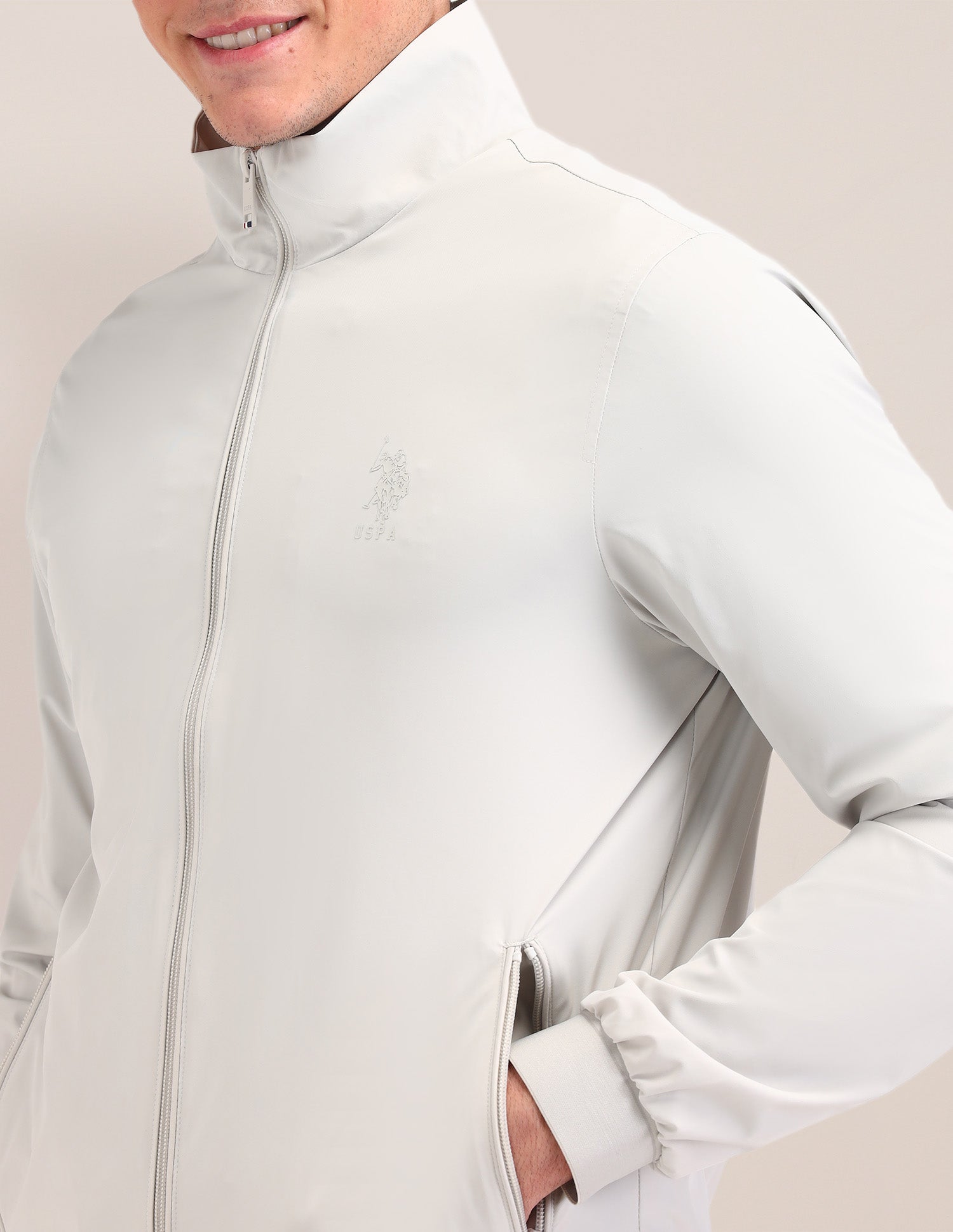 Graphic Printed Regular Fit Jacket Ice Grey - U.S. POLO ASSN. | Large