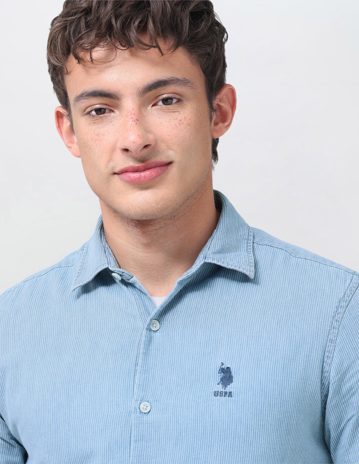 Vertical Striped Relaxed Fit Shirt Indigo - U.S. Polo Assn. India | Large