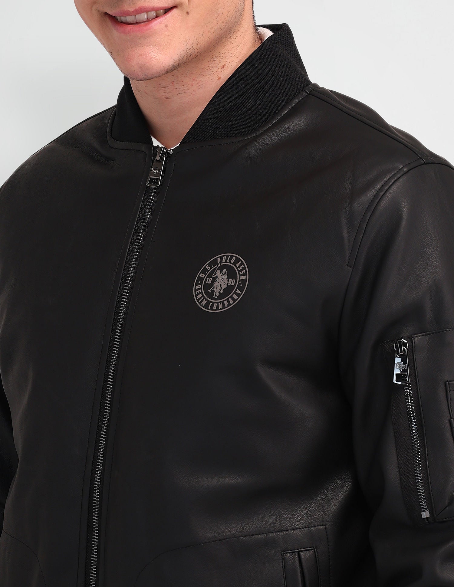 Stand Neck Bomber Jacket Black - U.S. Polo Assn. India | Large
