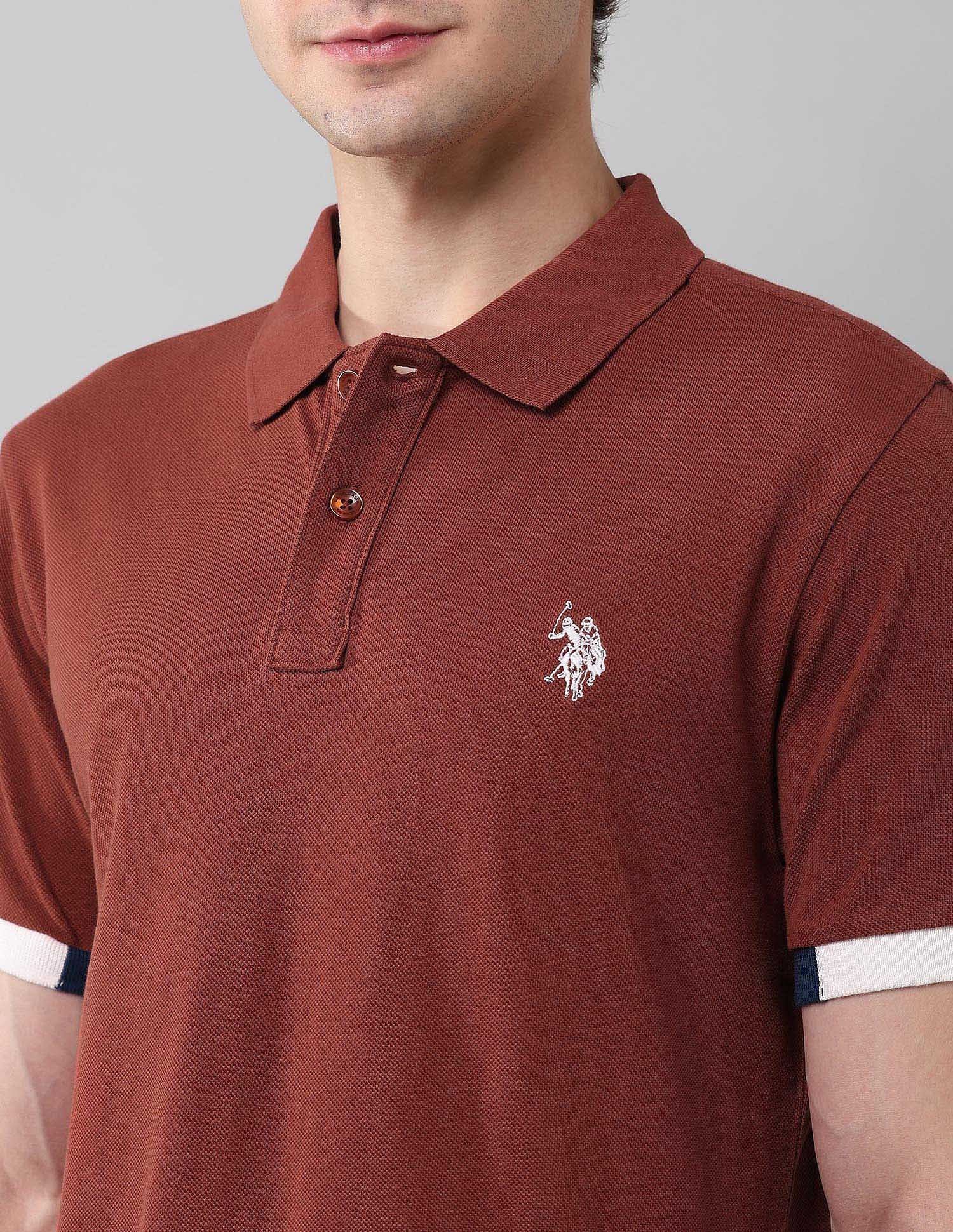 Pure Cotton Muscle Fit Polo Shirt Rust - U.S. Polo Assn. India | Large