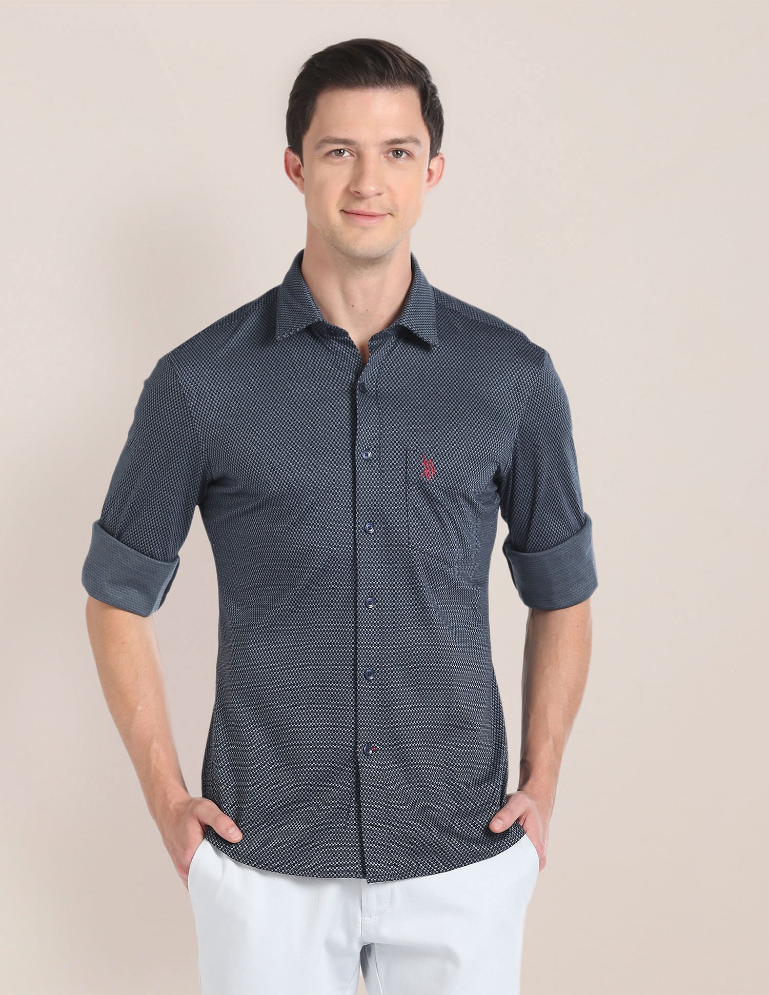 Geometric Print Casual Shirt Black - U.S. Polo Assn. India | Large