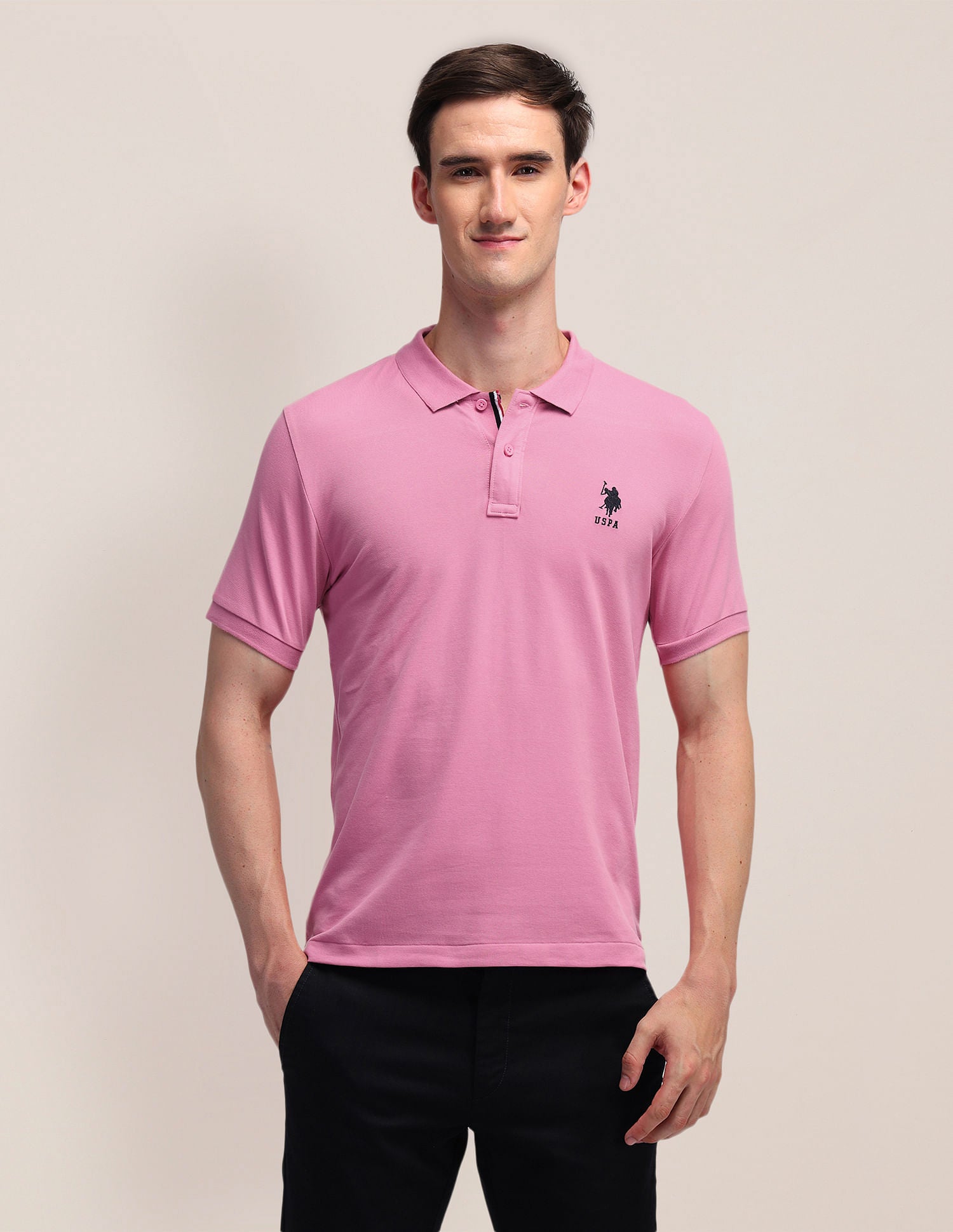 Solid Slim Fit Polo Shirt Pink - U.S. POLO ASSN. | Large