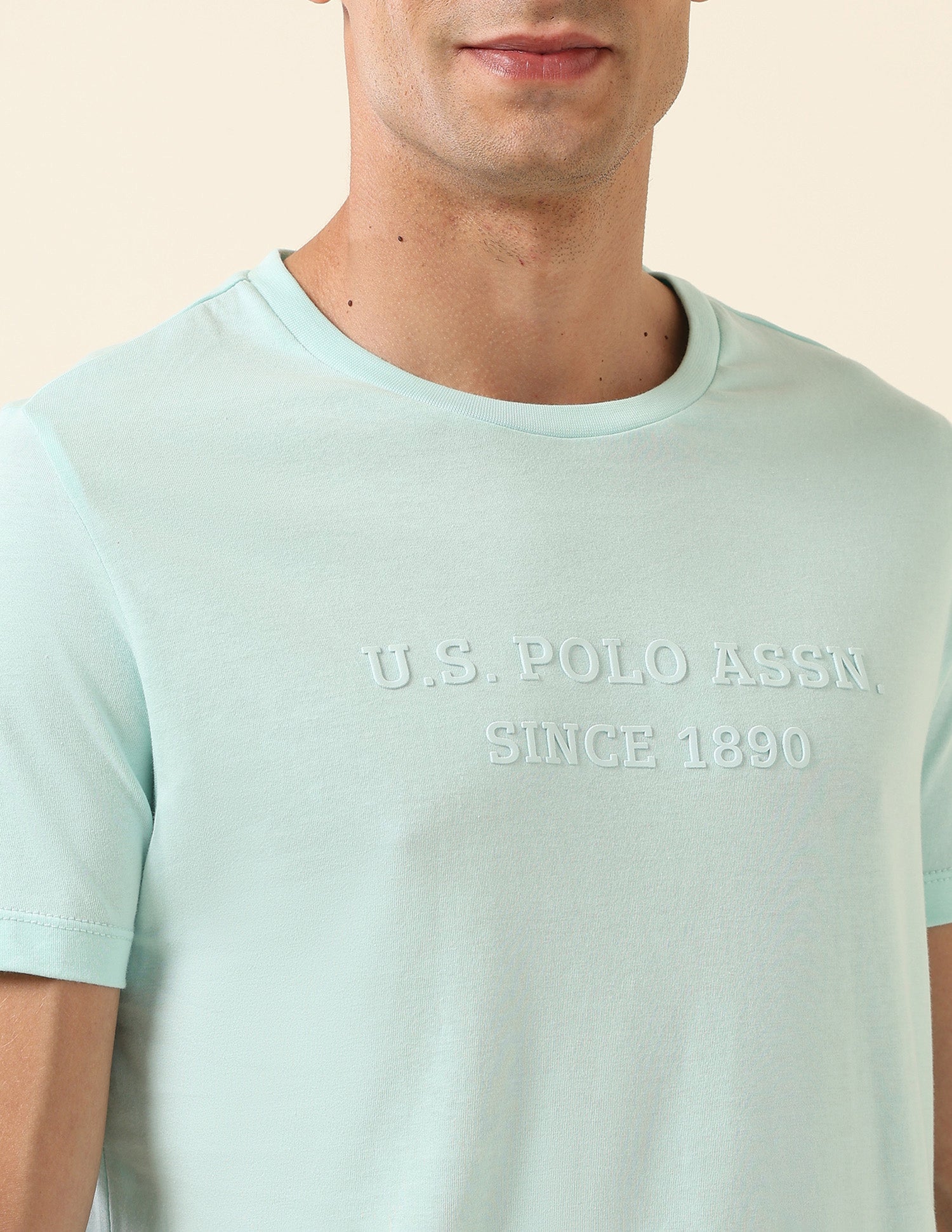 Slim Fit Brand Embossed T- Shirt Light Green - U.S. Polo Assn. India | Large
