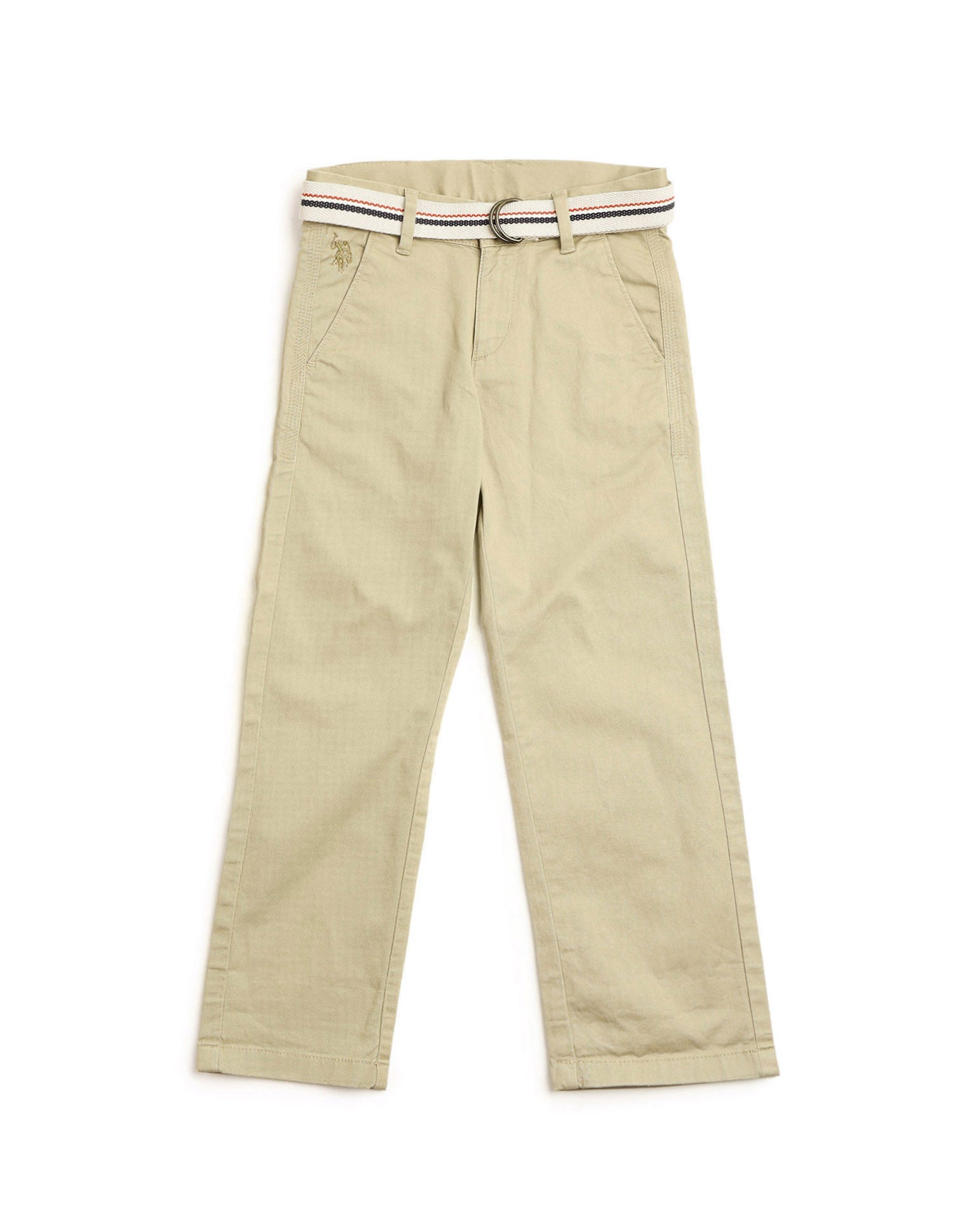 Boys Pure Cotton Slim Fit Trousers Khaki - U.S. POLO ASSN. | Large