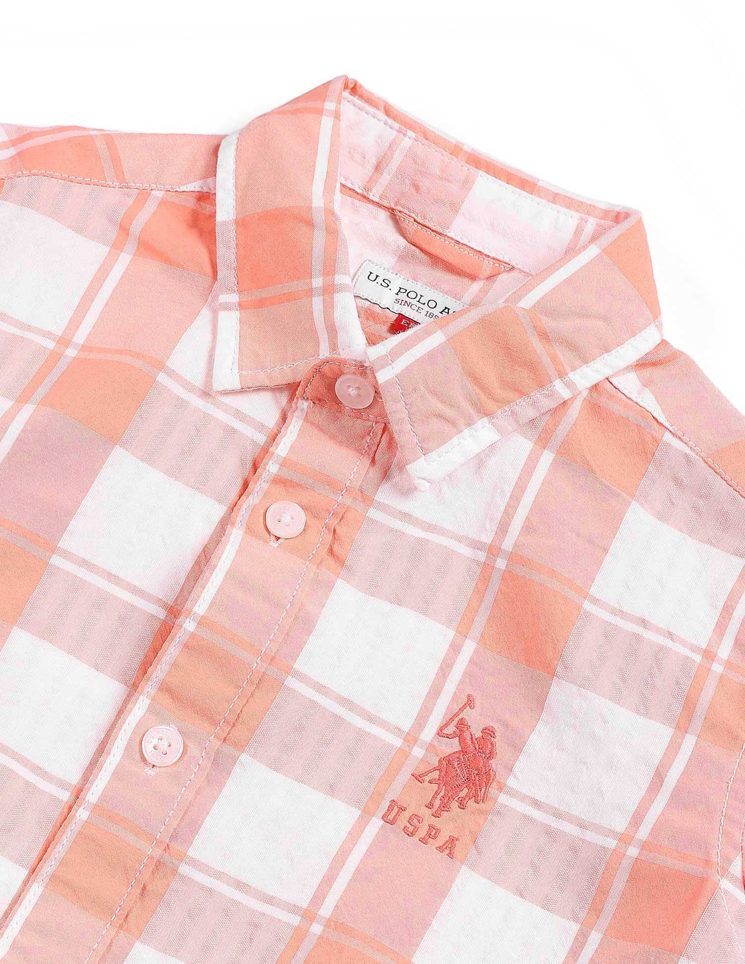 Boys Check Seersucker Shirt Orange - U.S. POLO ASSN. | Large
