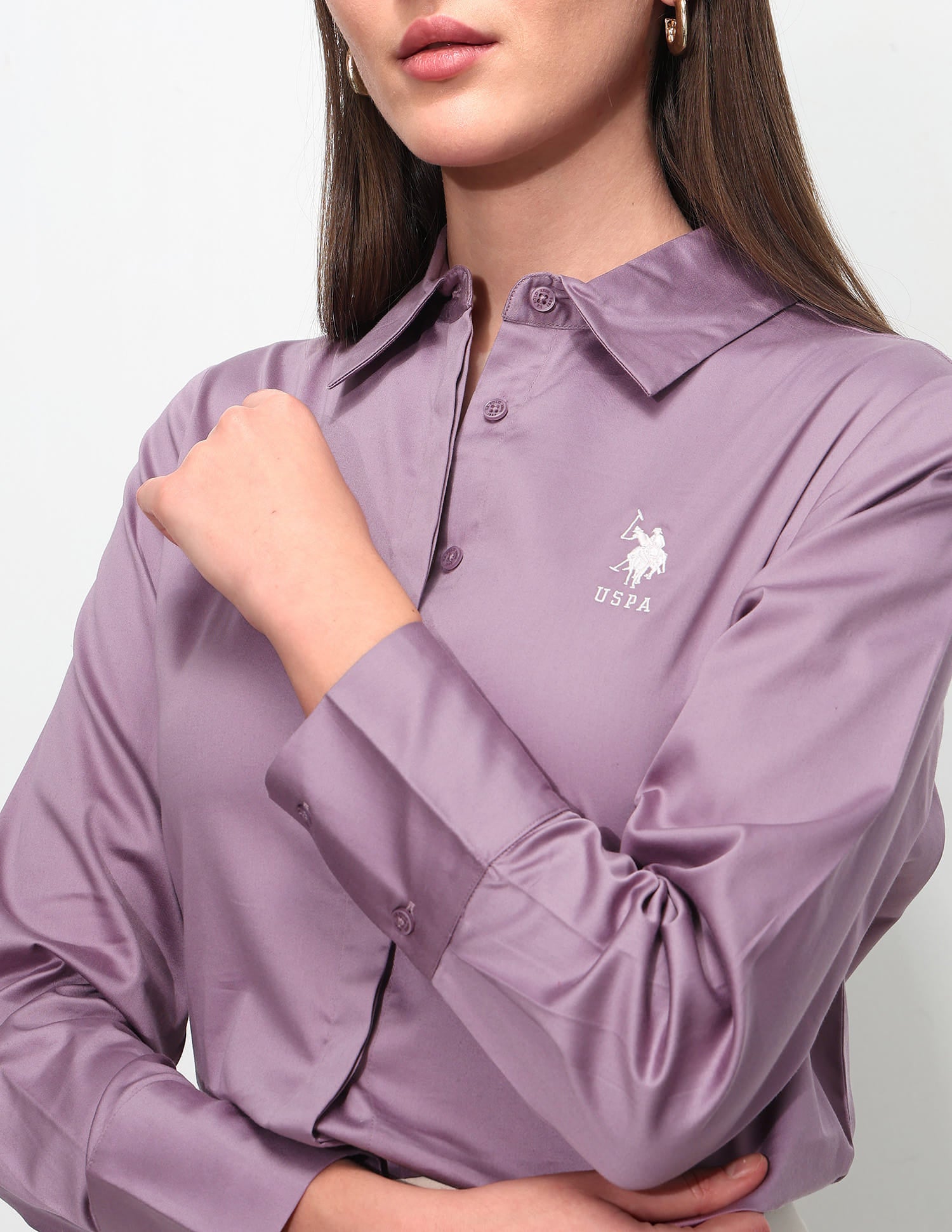 Satin Regular Fit Shirt Mauve - U.S. Polo Assn. India | Large
