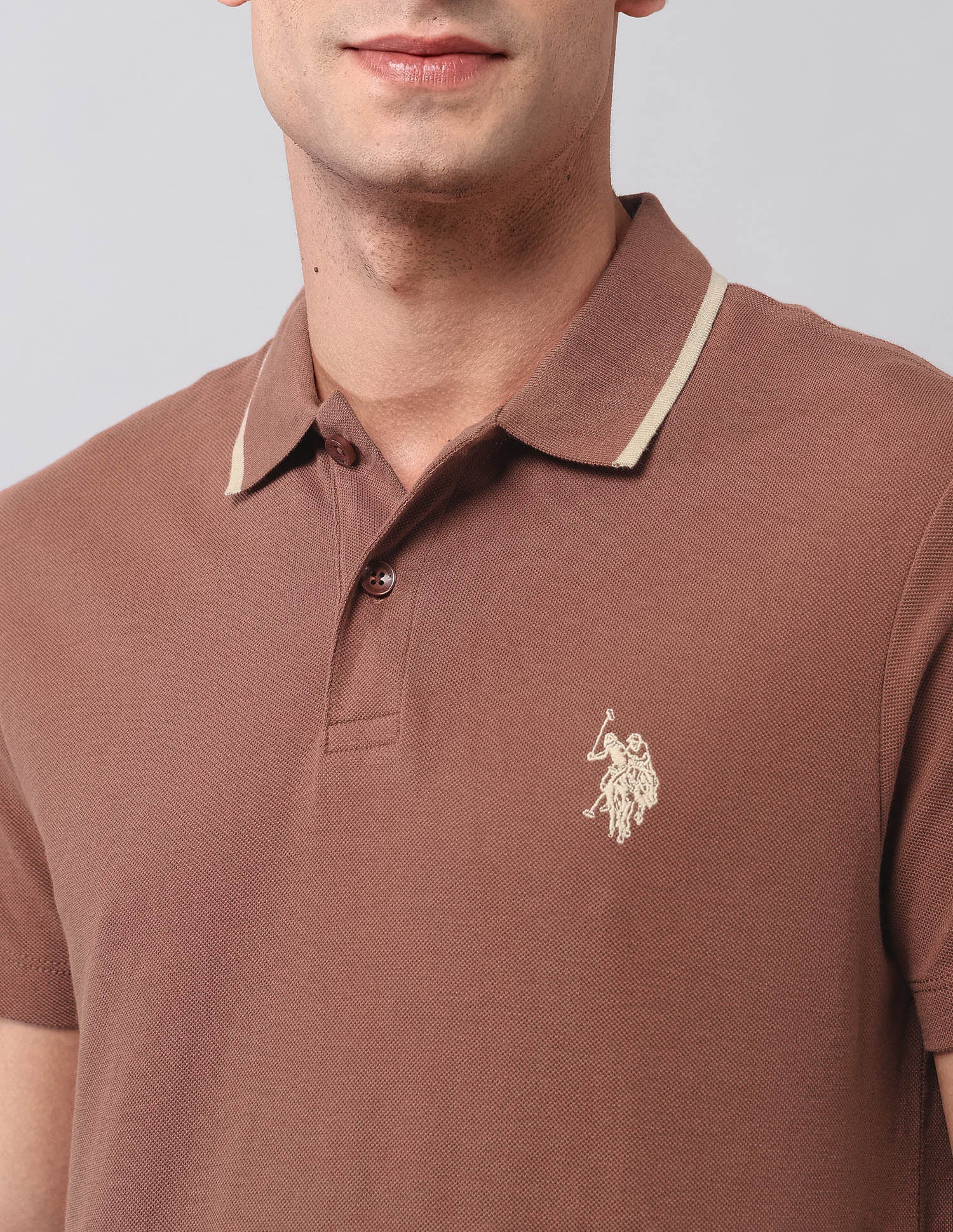 Pure Cotton Muscle Fit Polo Shirt Rust - U.S. Polo Assn. India | Large