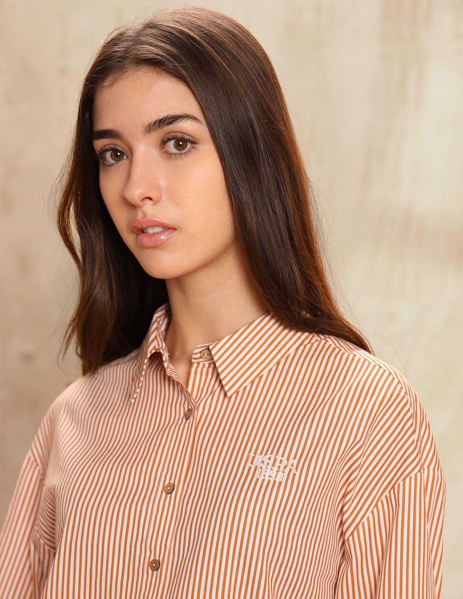 Vertical Striped Regular Fit Shirt Rust - U.S. POLO ASSN. | Large