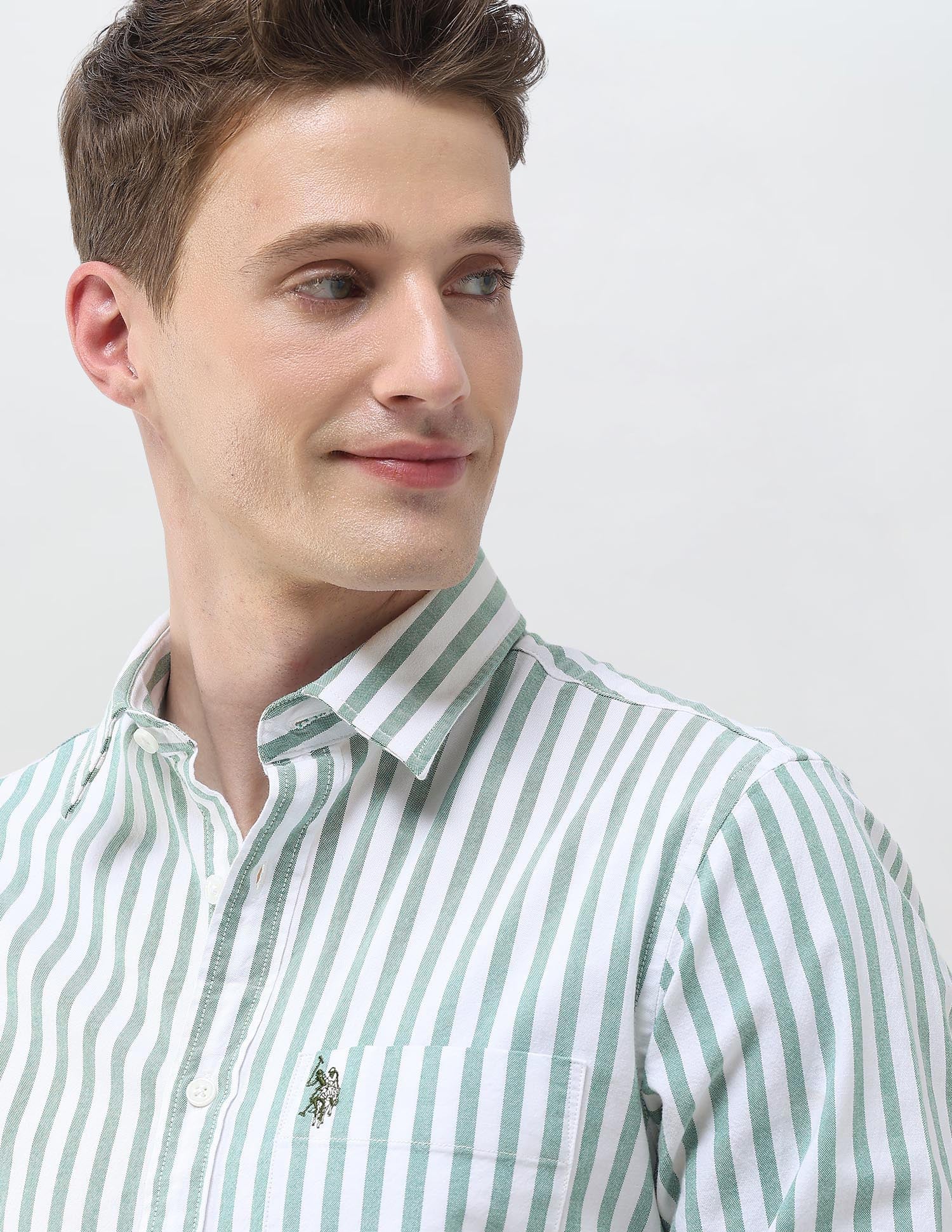 Oxford Vertical Striped Shirt Grey - U.S. Polo Assn. India | Large