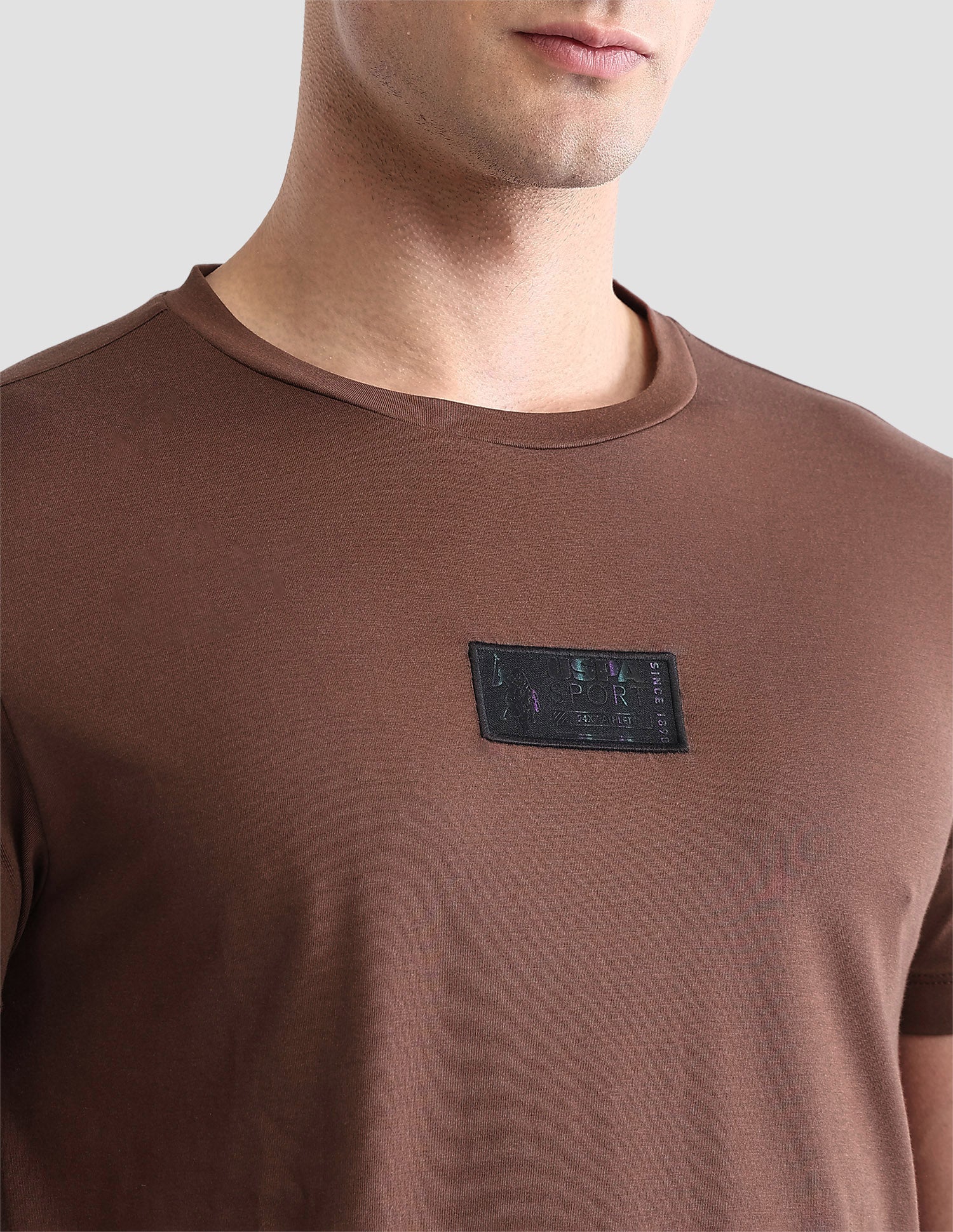 Solid Regular Fit Active T-Shirt Brown - U.S. POLO ASSN. | Large