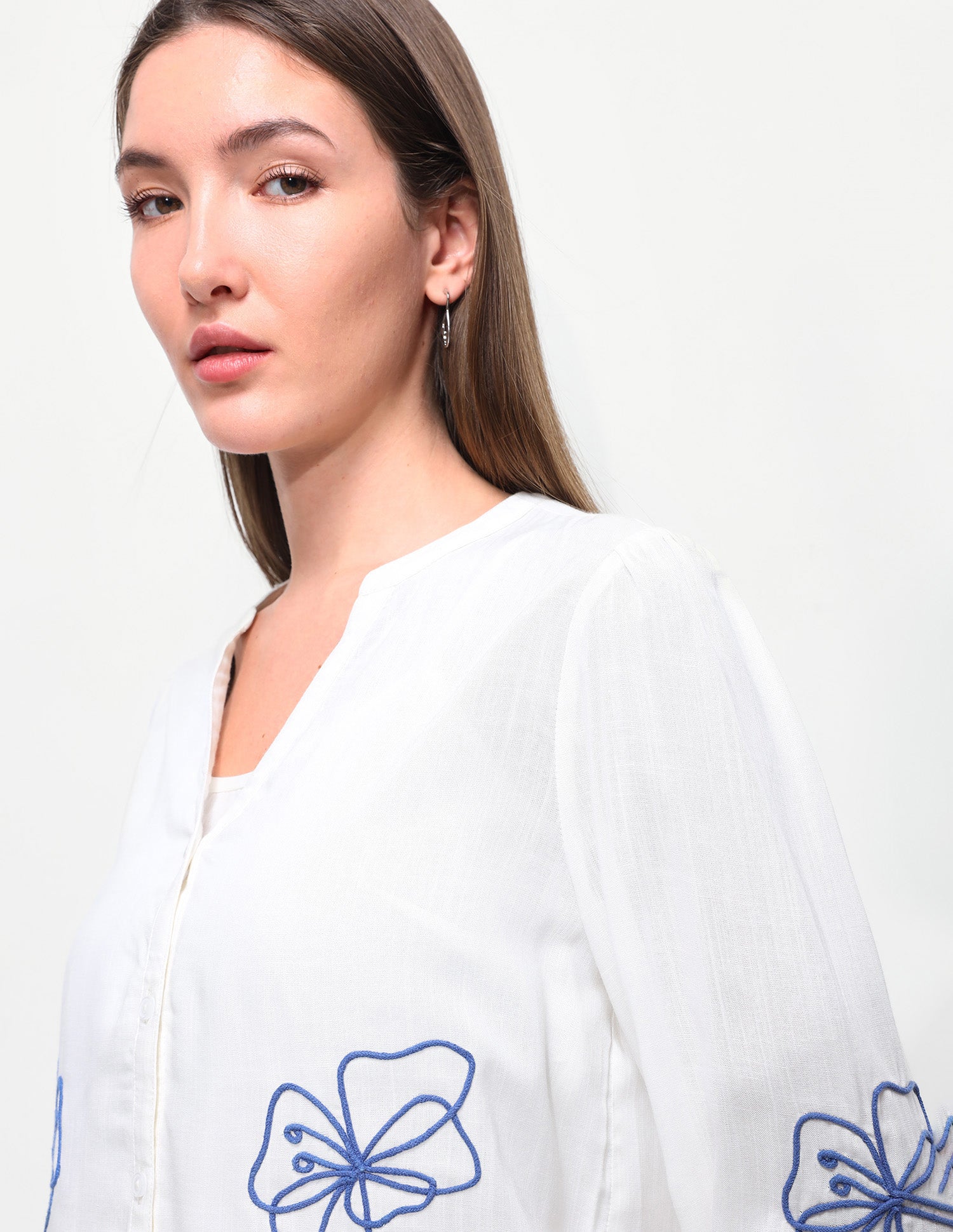 Floral cord embroidered relaxed fit top Off White - U.S. Polo Assn. India | Large
