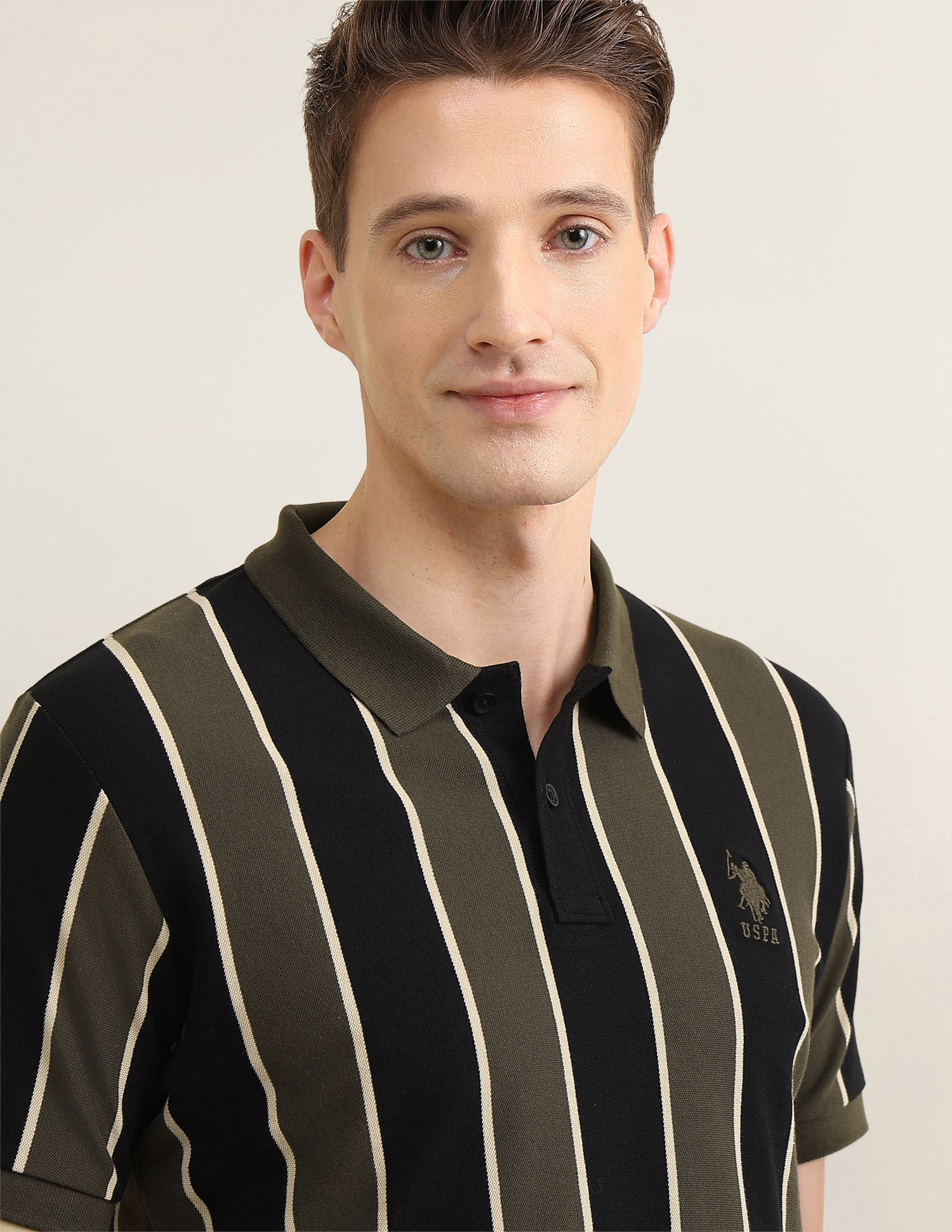 Sotogrande Vertical Striped Polo Shirt Olive - U.S. Polo Assn. India | Large