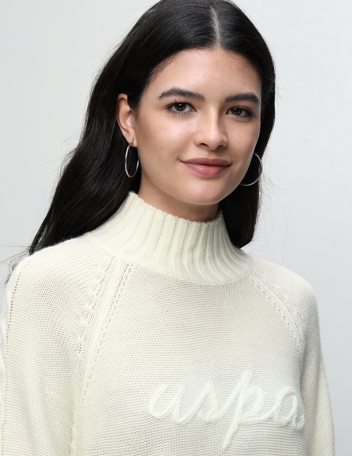 Brand Applique Cable Knit Sweater Off-White - U.S. Polo Assn. India | Large