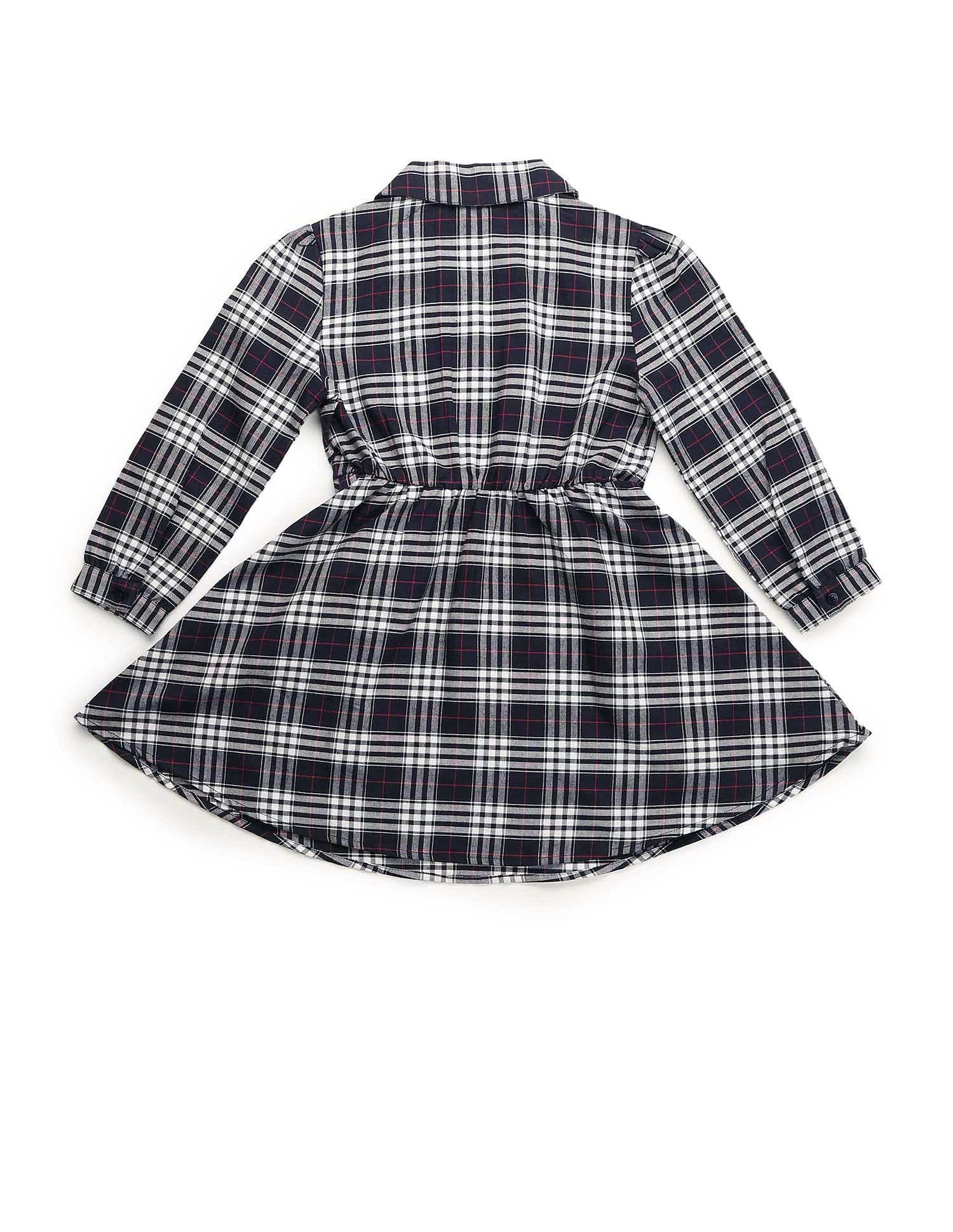 Girls Checked A-Line Dress Navy - U.S. POLO ASSN. | Large