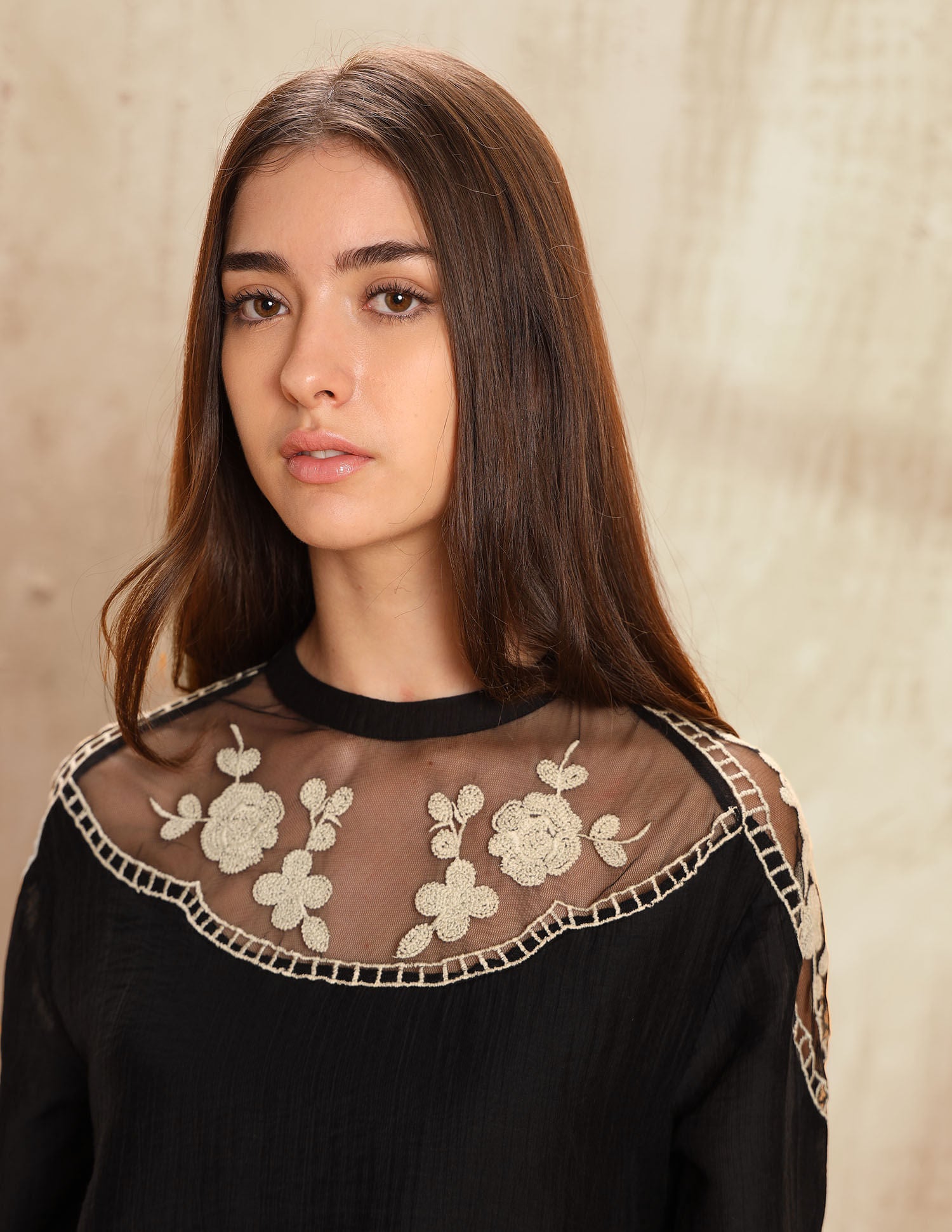 Floral embroidered Top Black - U.S. POLO ASSN. | Large