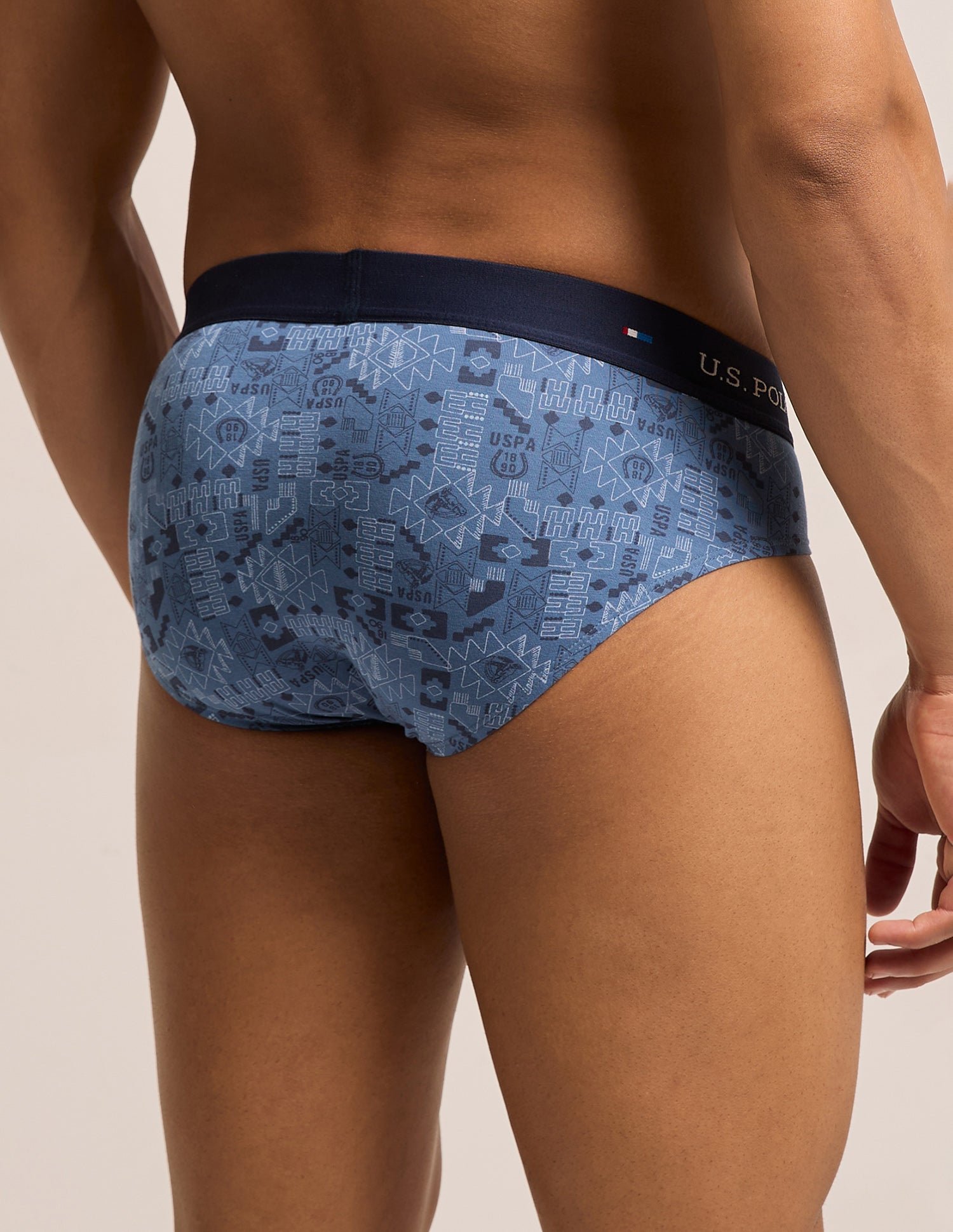 Breathable Cotton Stretch OEB25 Briefs - Pack of 3 Navy, Red, Moonlight Blue - U.S. Polo Assn. India | Large