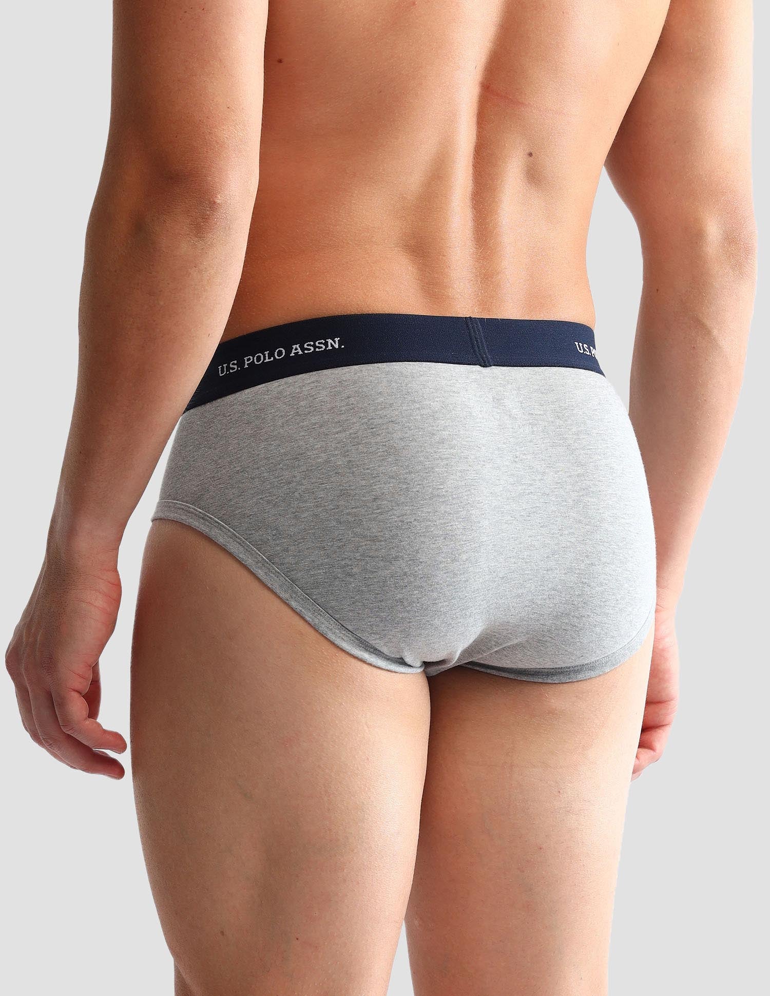 Anti Microbial Solid OEB13 Briefs - Pack Of 3 Black, Navy and Grey Melange - U.S. POLO ASSN. | Large