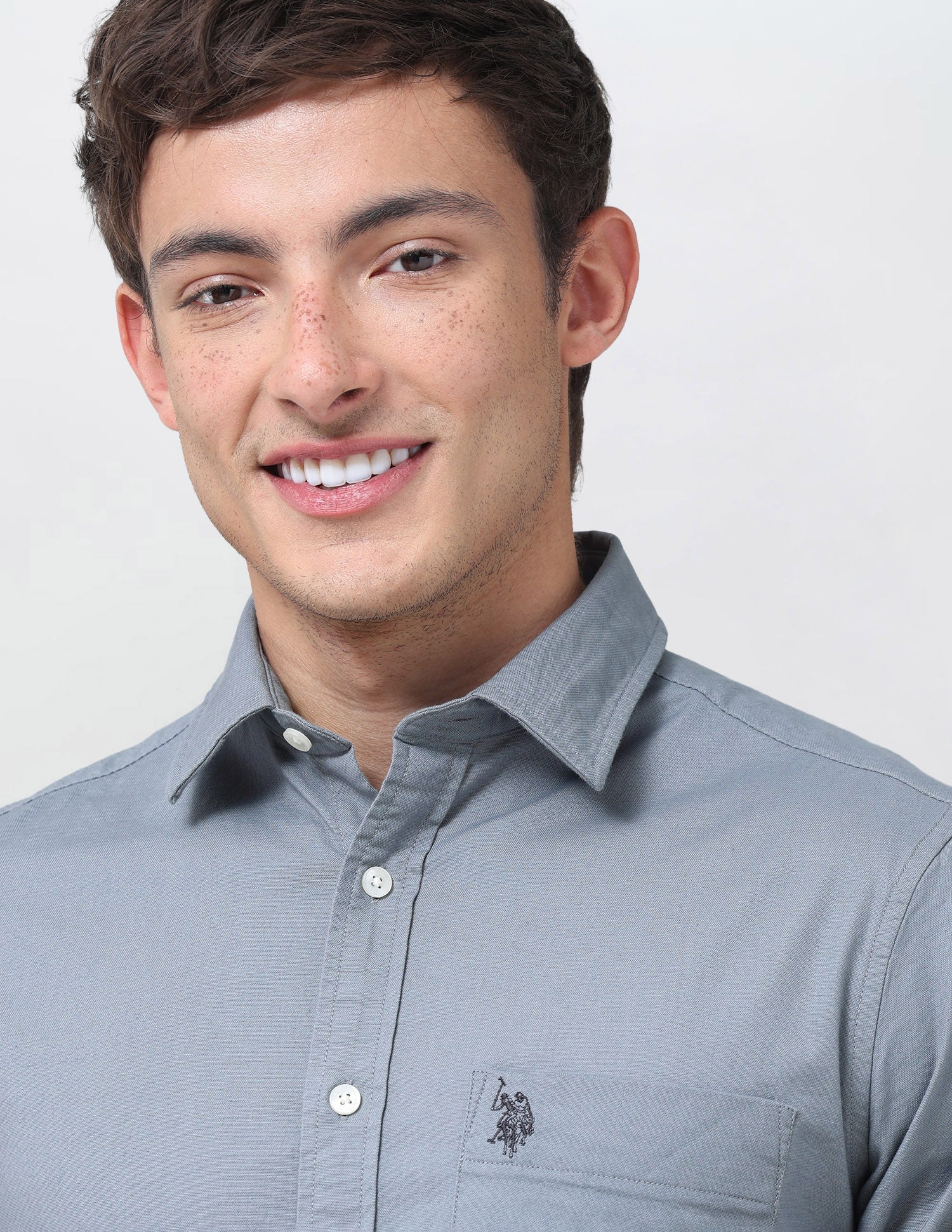 Tailored Fit Oxford Shirt Light Grey - U.S. Polo Assn. India | Large