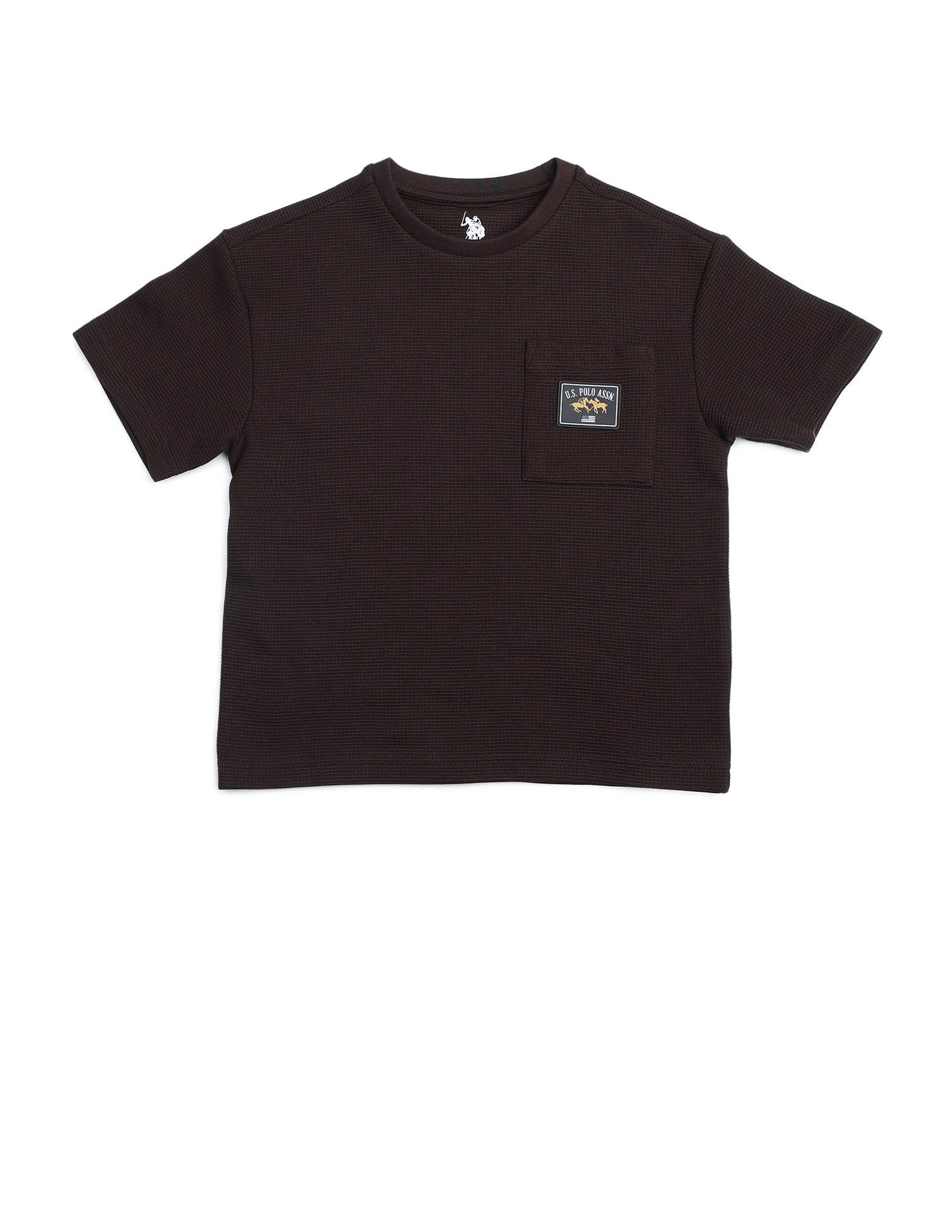 Boys Textured Boxy Fit T Shirt Dark Brown - U.S. POLO ASSN. | Large