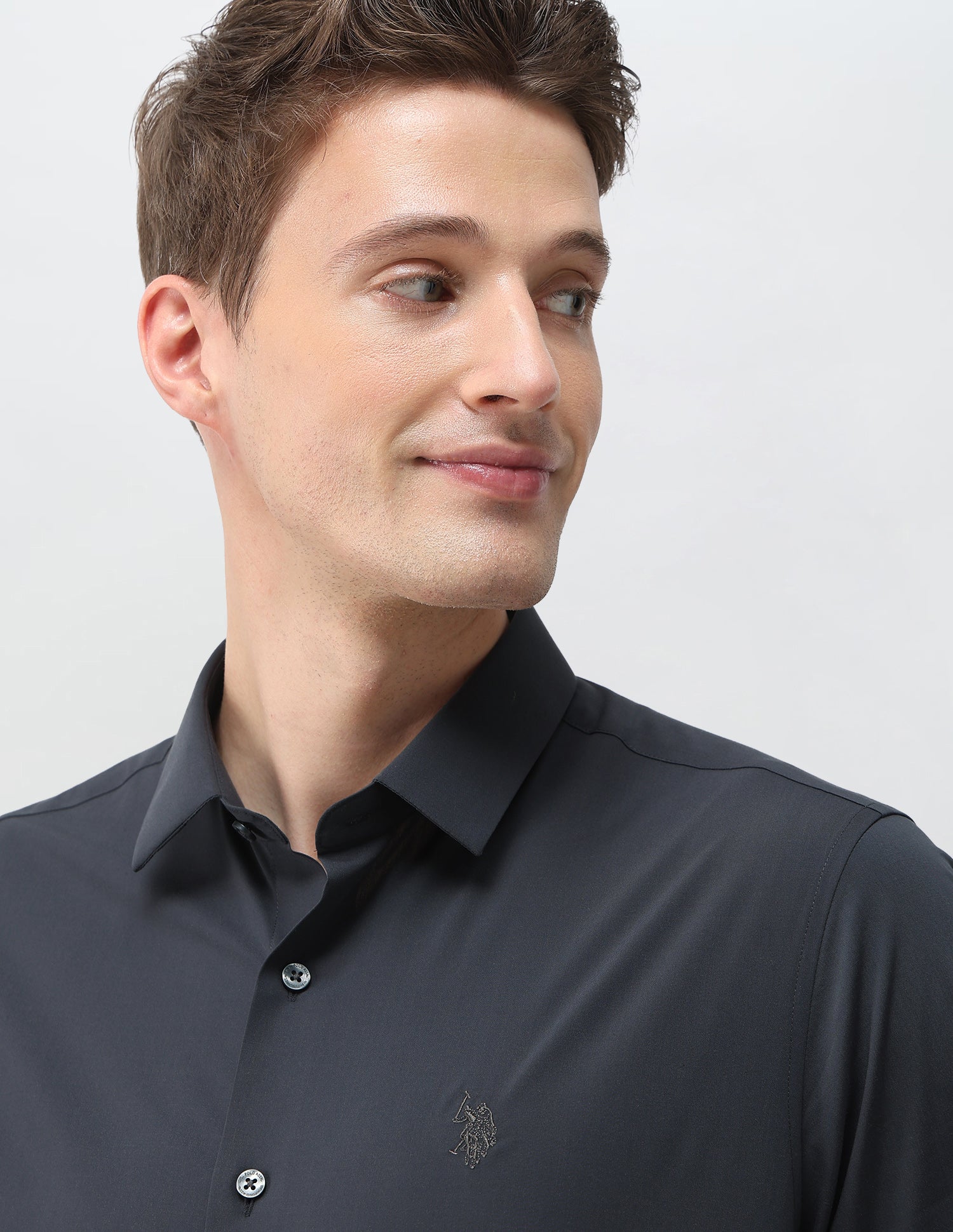 Aeris Solid Regular Fit Shirt Dark Grey - U.S. Polo Assn. India | Large