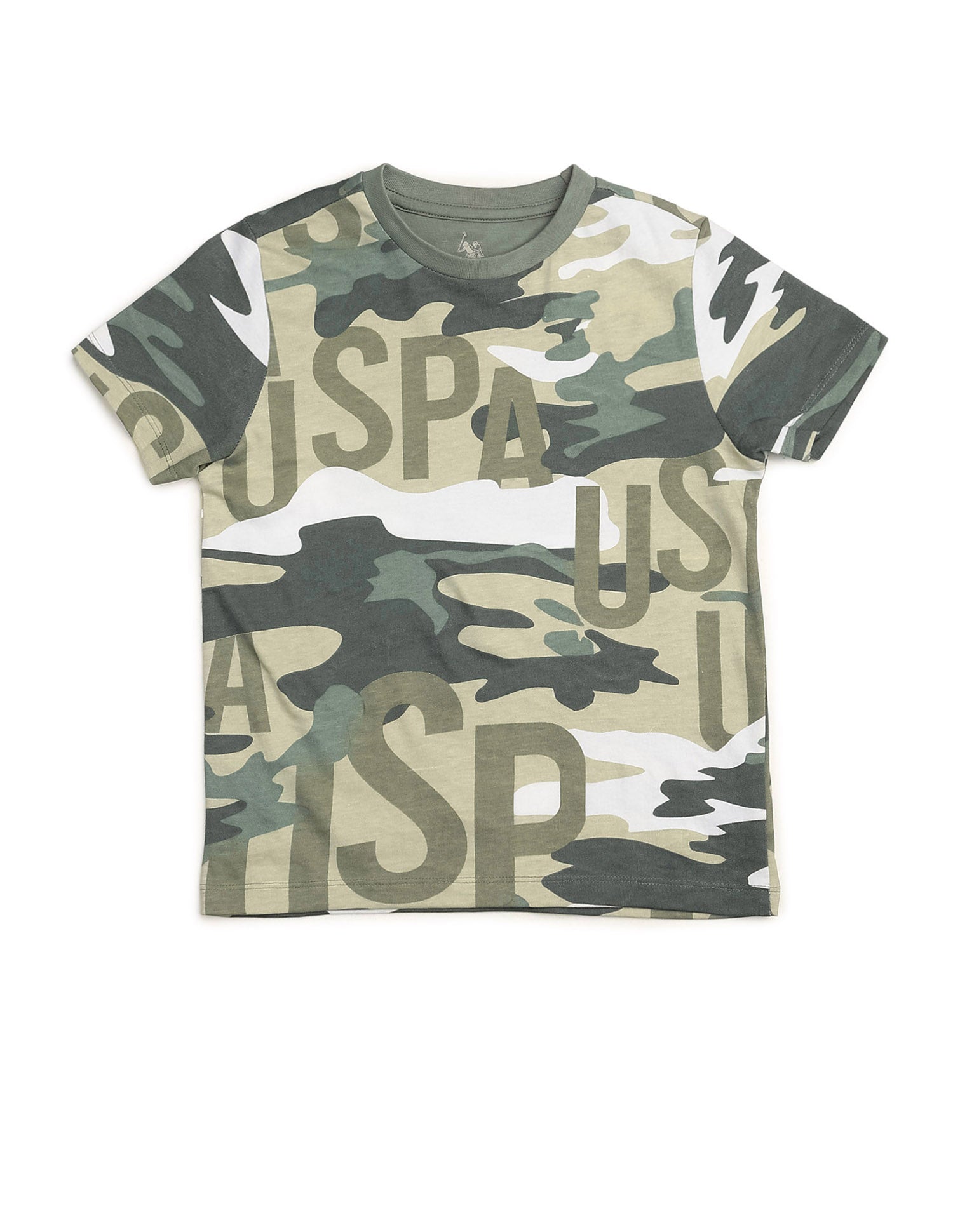 Boys Camouflage Printed Regular Fit T Shirt Olive - U.S. POLO ASSN. | Large