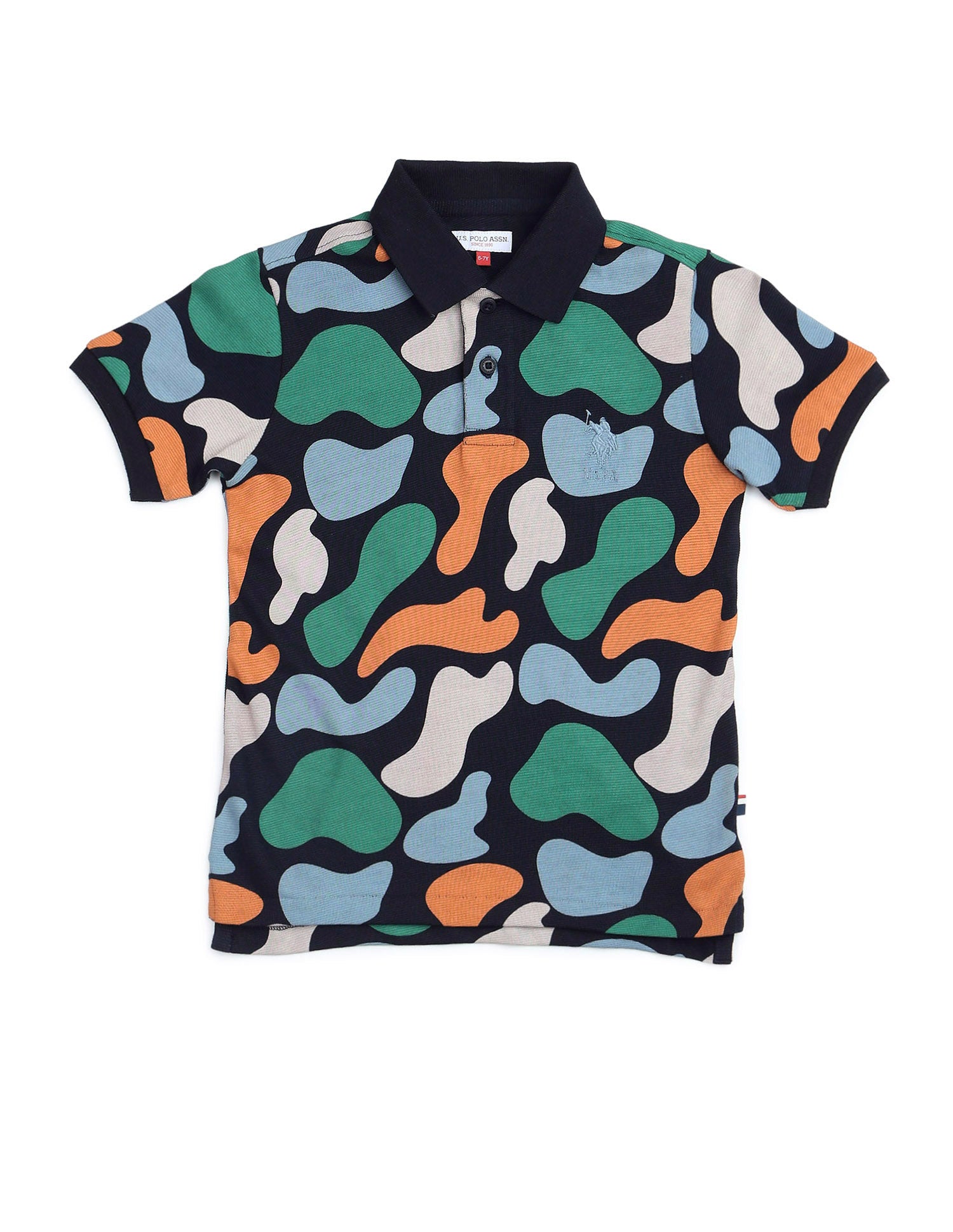 Boys Abstract Printed Regular Fit Polo Shirt Navy - U.S. POLO ASSN. | Large