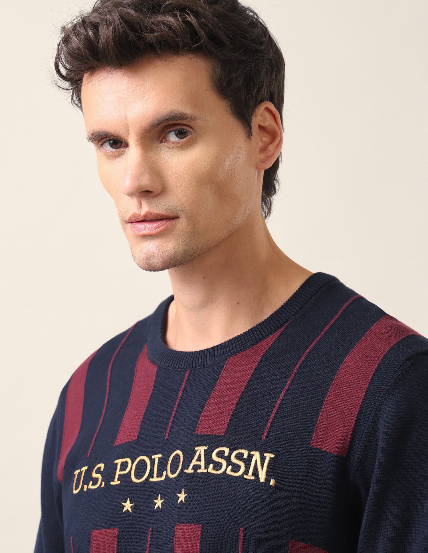 Regular Fit Striped Sweater Navy - U.S. Polo Assn. India | Large