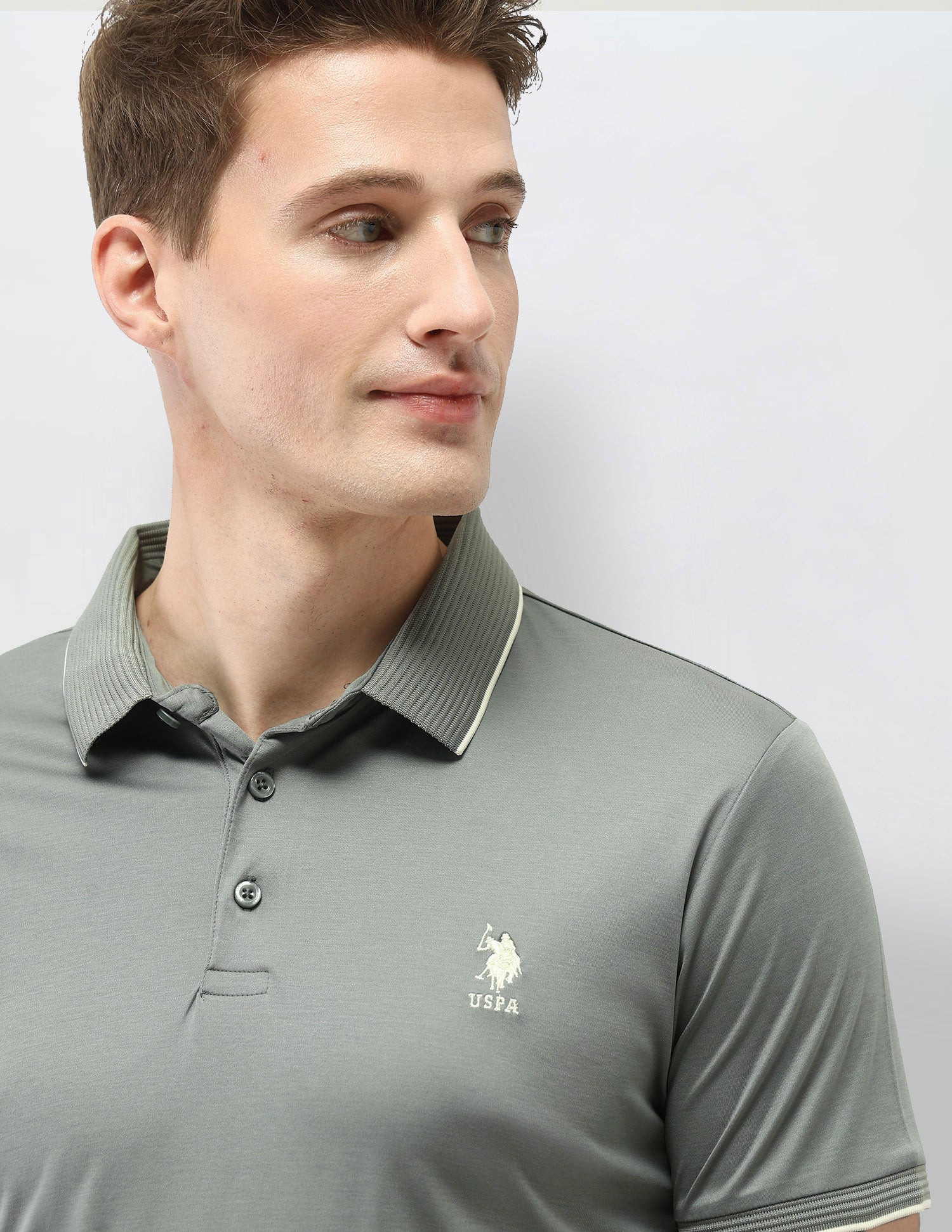 Solid Regular Fit Polo Shirt Light Green - U.S. Polo Assn. India | Large