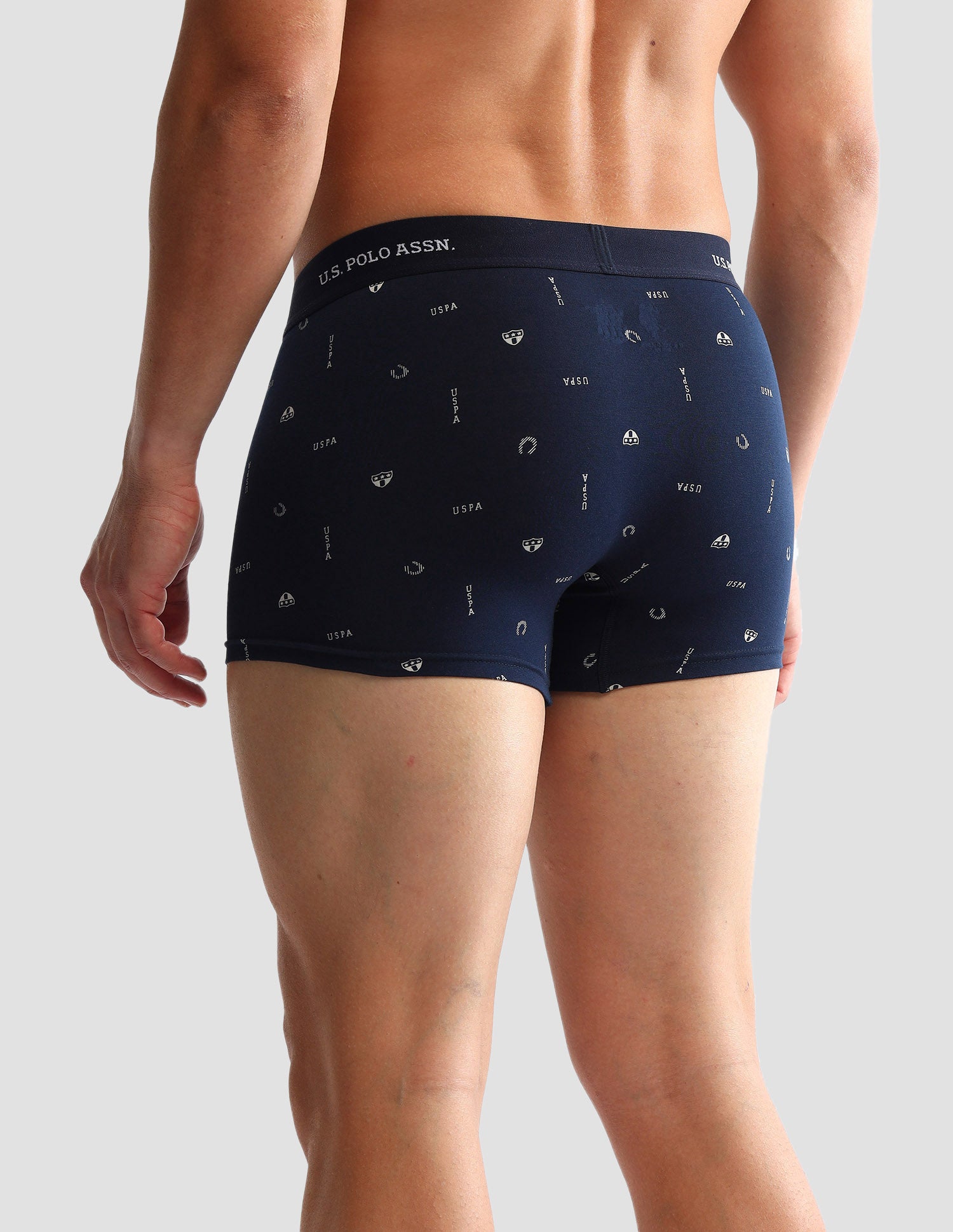 Anti Microbial Printed OET14 Trunks - Pack Of 3 Navy, Grey Melange and Navy - U.S. POLO ASSN. | Large