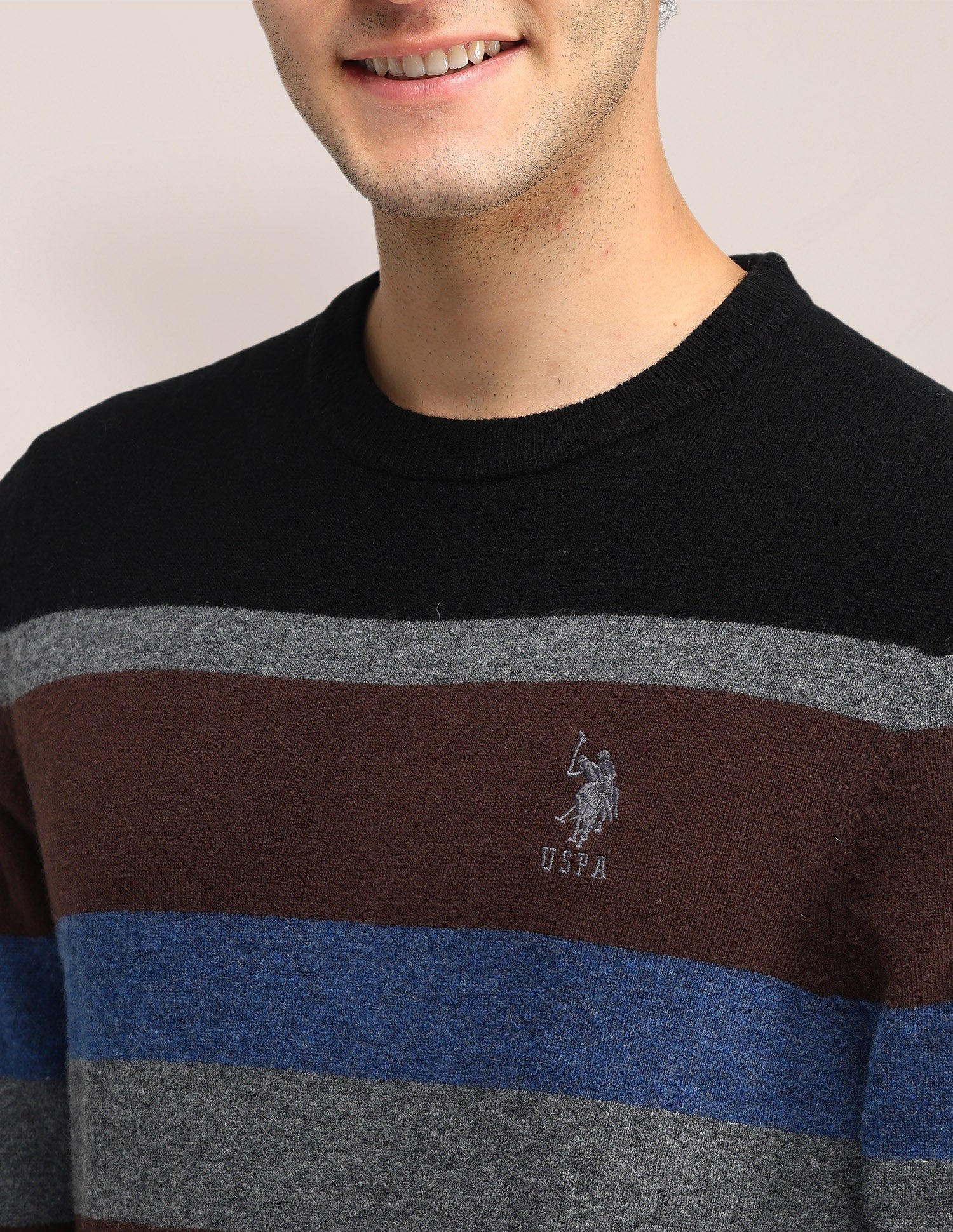 Horizontal Striped Regular Fit Sweater Grey - U.S. POLO ASSN. | Large