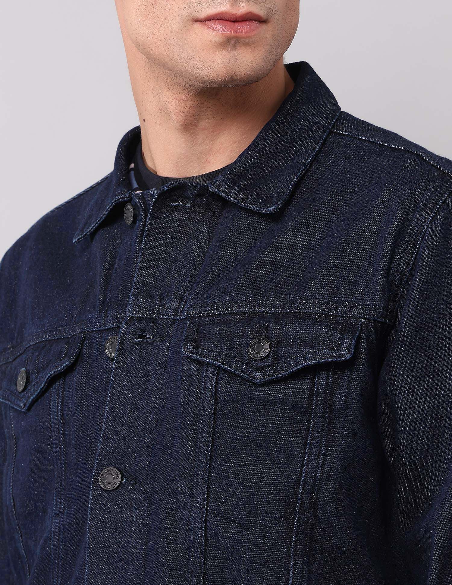 Solid Regular Fit Denim Jacket Dark Wash - U.S. Polo Assn. India | Large