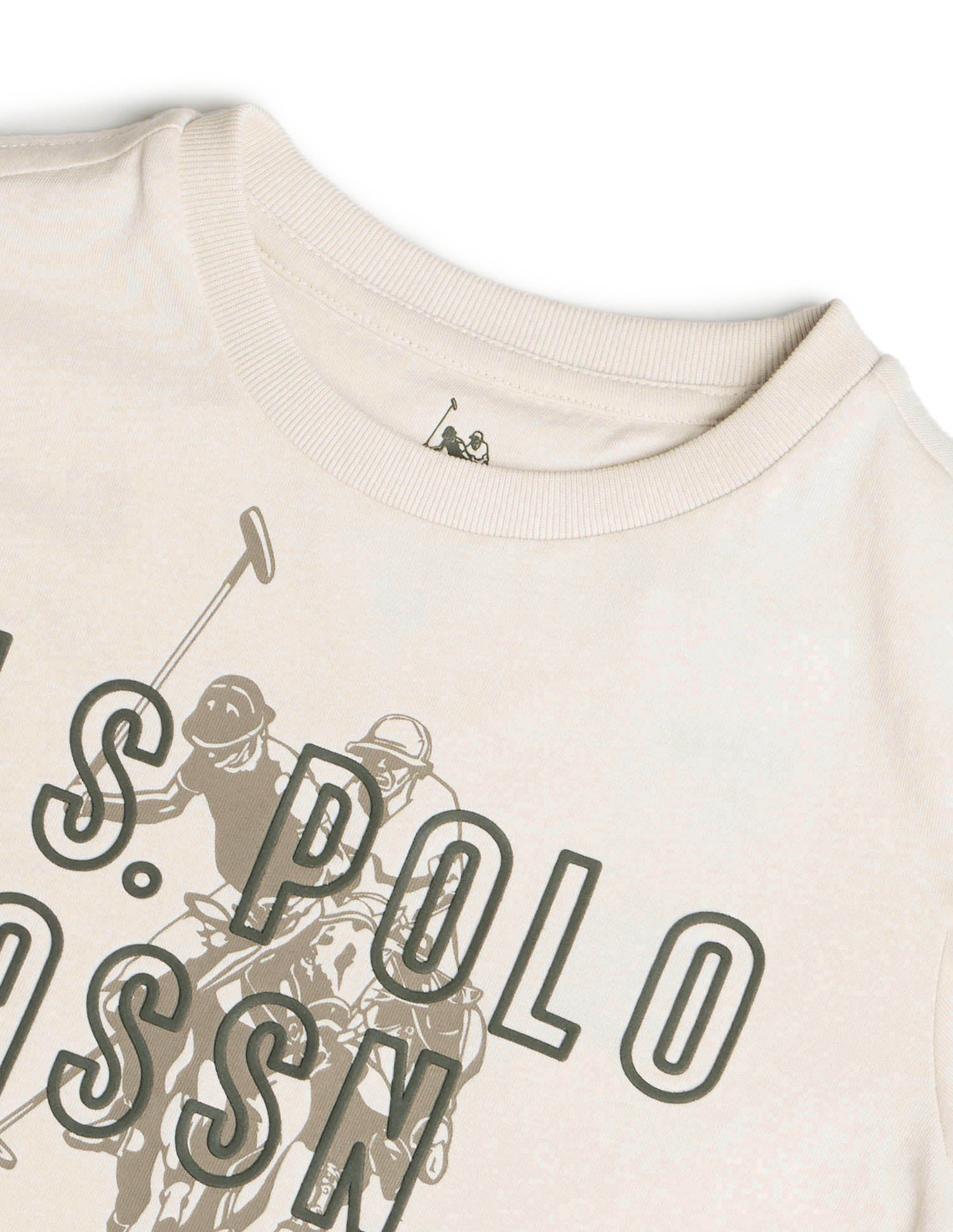 Boys Brand Printed Regular Fit T-Shirt Beige - U.S. POLO ASSN. | Large