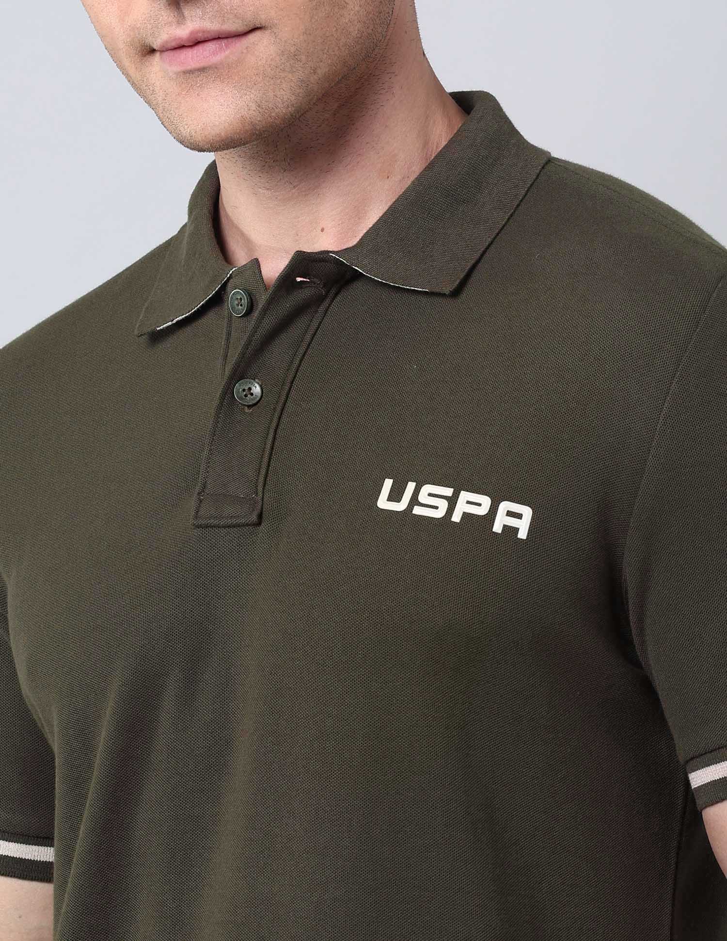 Solid Muscle Fit Americana Polo Shirt Olive - U.S. Polo Assn. India | Large