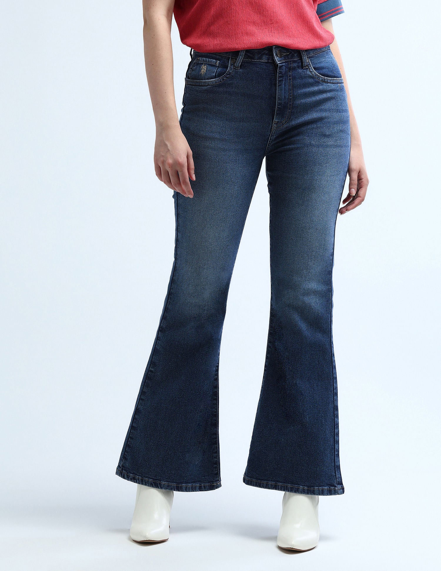 High Rise Extreme Flare Jeans Dark Blue - U.S. POLO ASSN. | Large