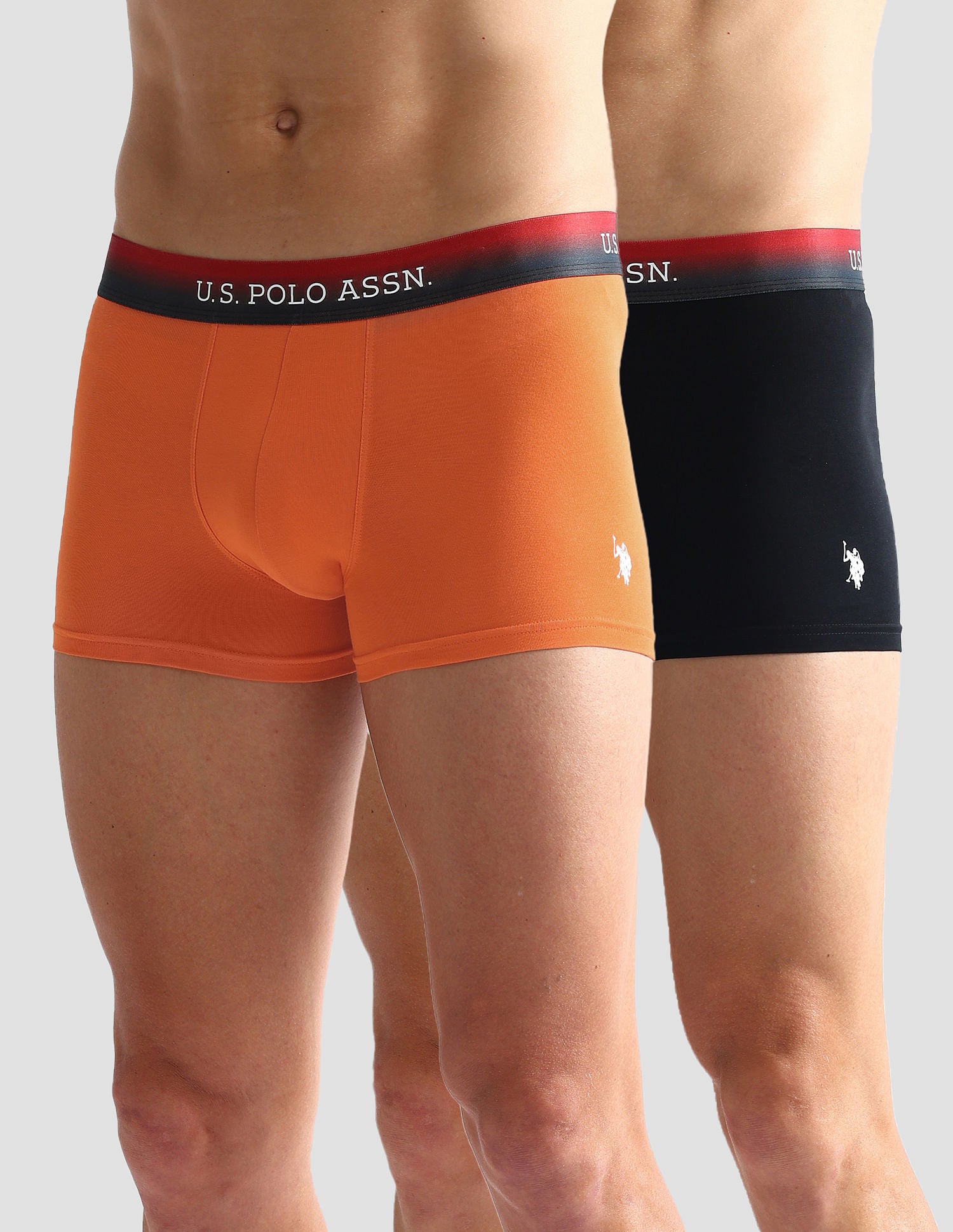 Ombre Waistband Solid OET05 Trunks - Pack Of 2 Black and Orange - U.S. POLO ASSN. | Large