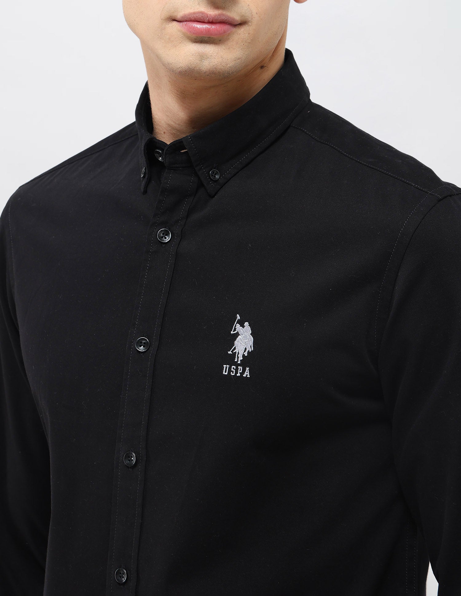 Regular Fit Solid Shirt Black - U.S. Polo Assn. India | Large