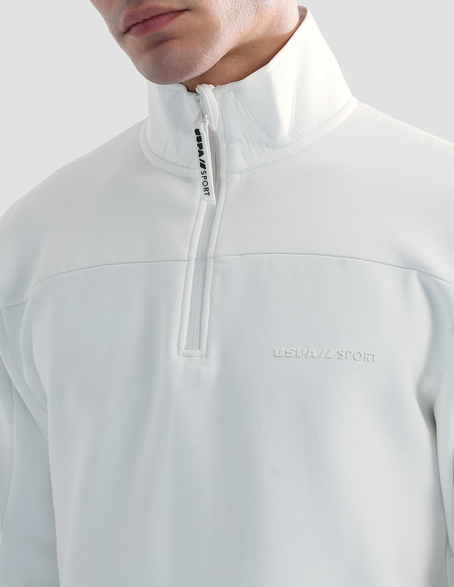Regular Fit Solid Active Sweatshirt Off White - U.S. POLO ASSN. | Large