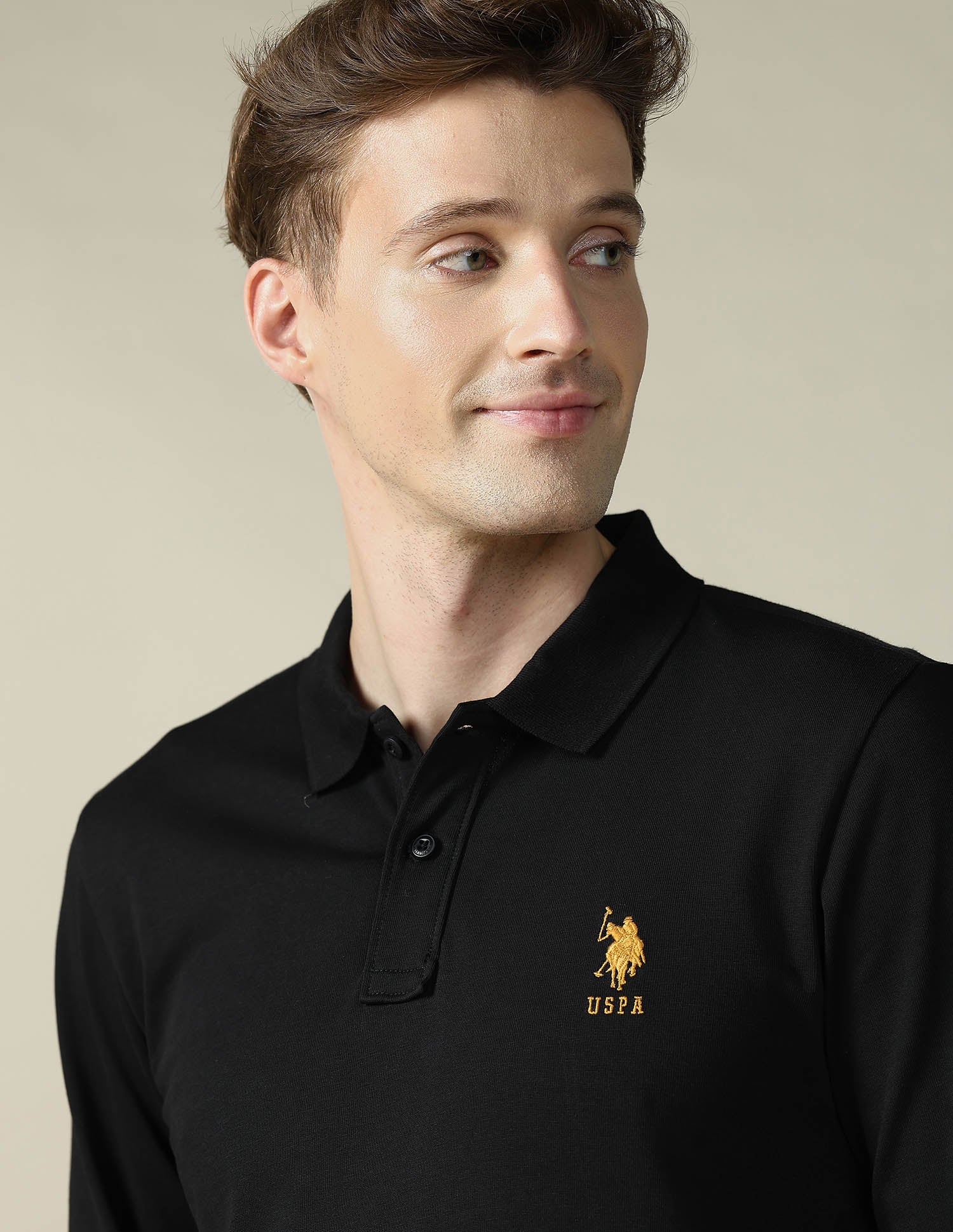 Solid Regular Fit Polo Shirt Black - U.S. Polo Assn. India | Large