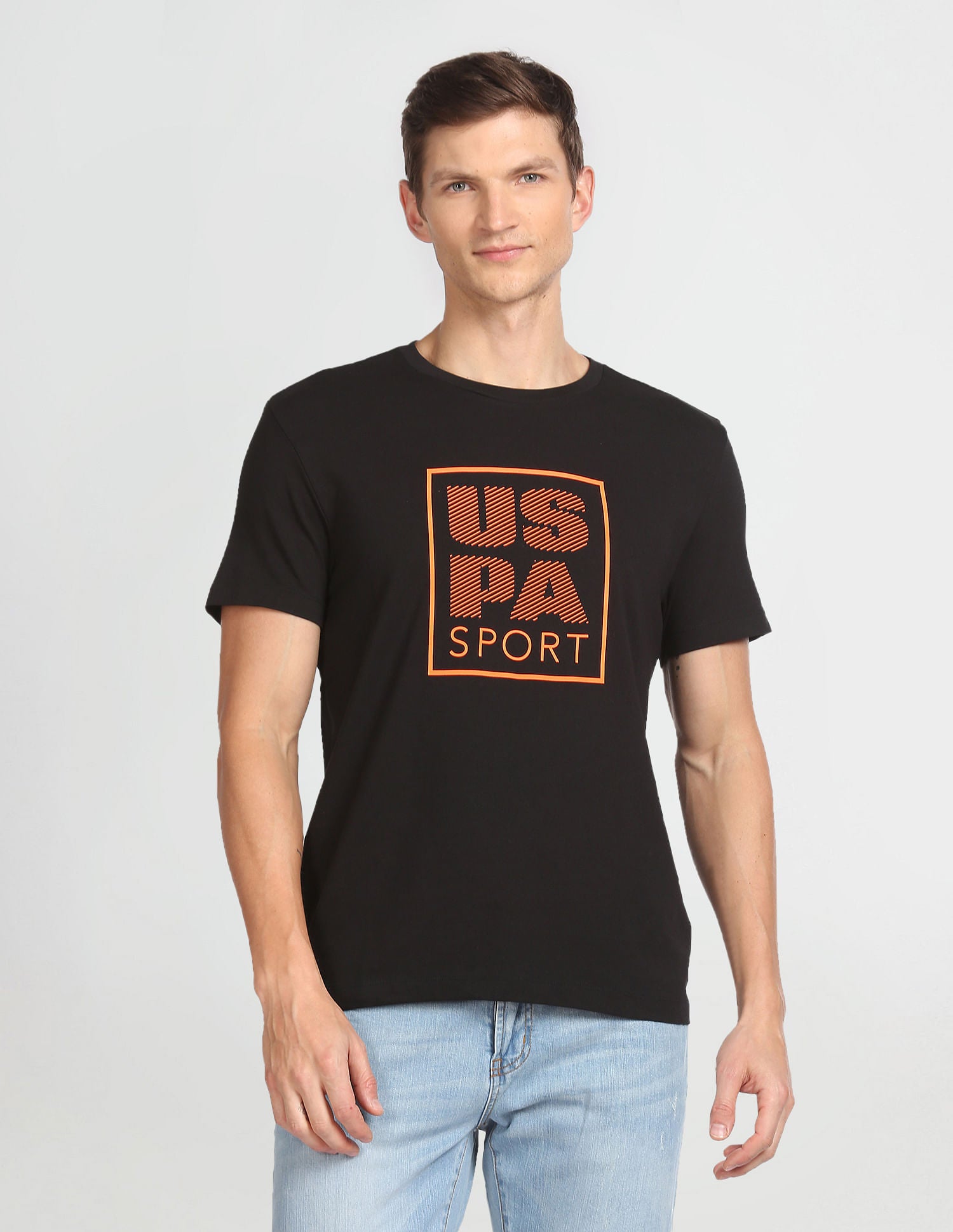 Crew Neck Brand Print T-Shirt Black - U.S. Polo Assn. India | Large