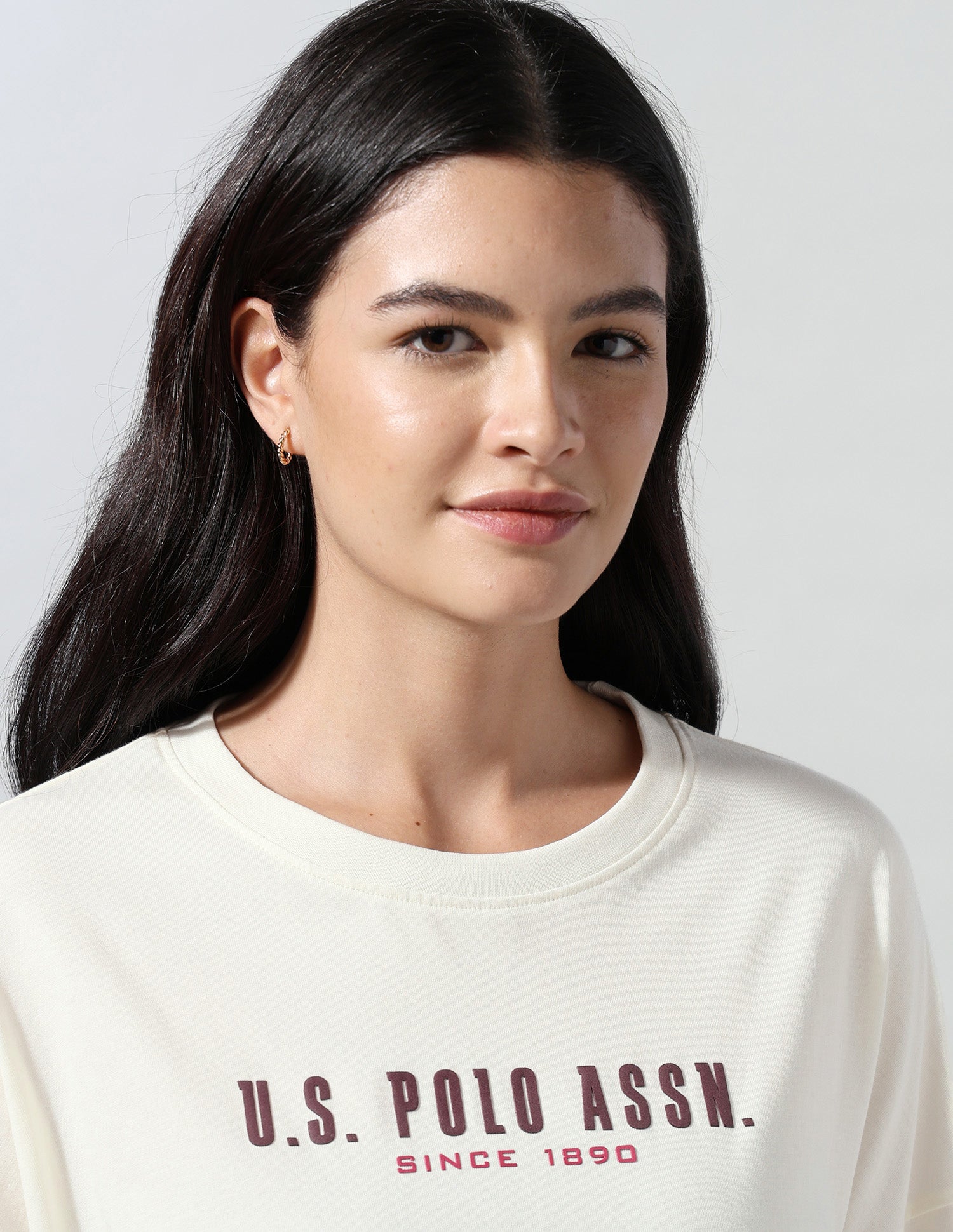 Brand Printed Relaxed Fit T-Shirt Off White - U.S. Polo Assn. India | Large