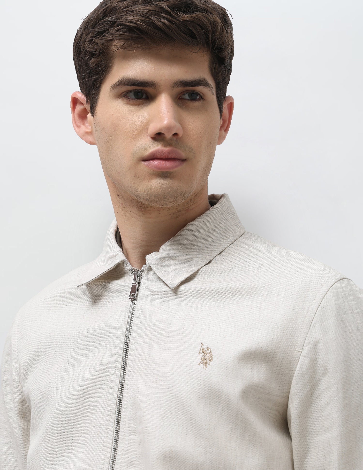 Regular Fit Solid Jacket Beige - U.S. Polo Assn. India | Large